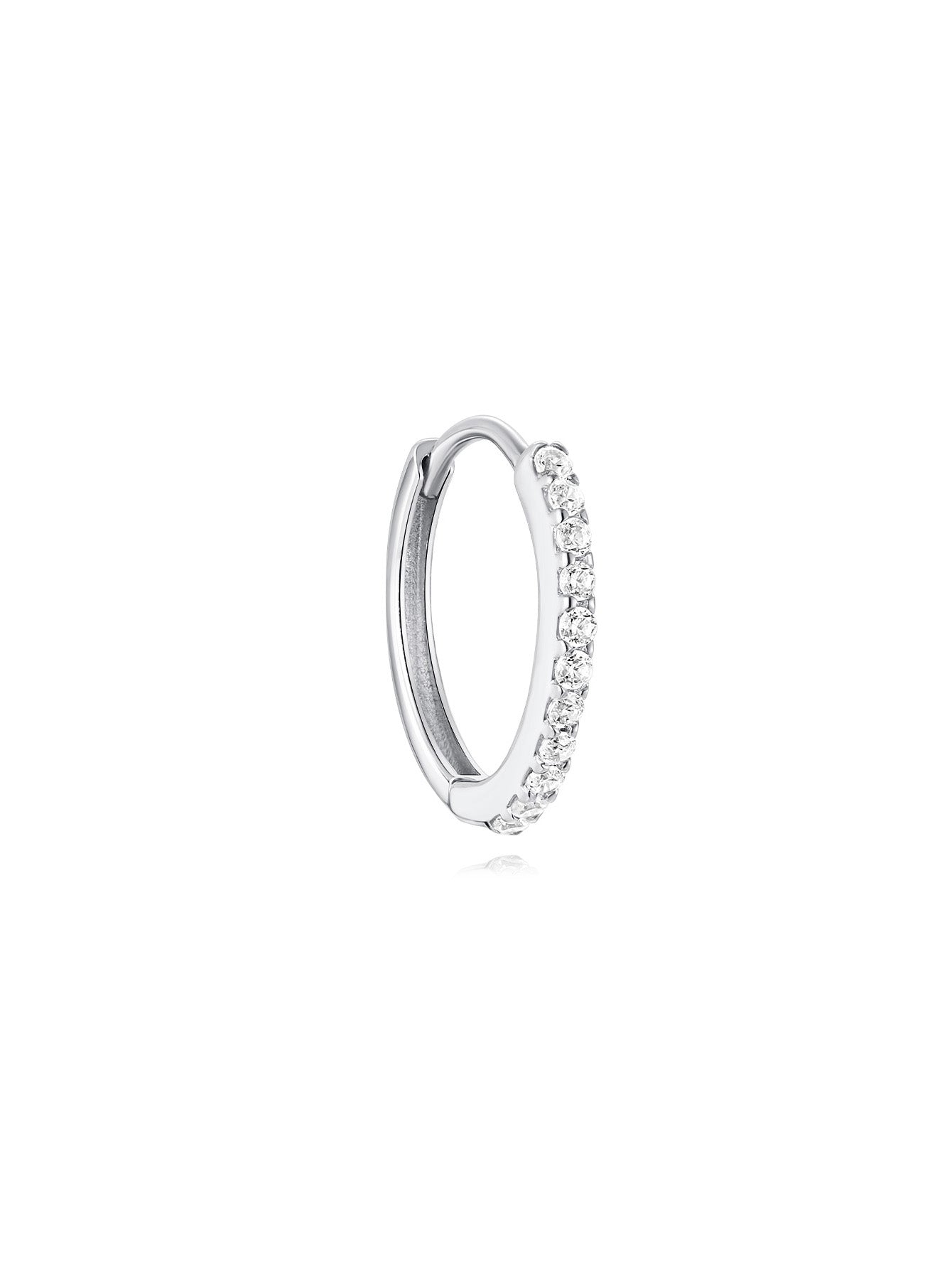 14K Solid Gold 5MM Crystal Pave Hoop Huggie Earring-aurivna