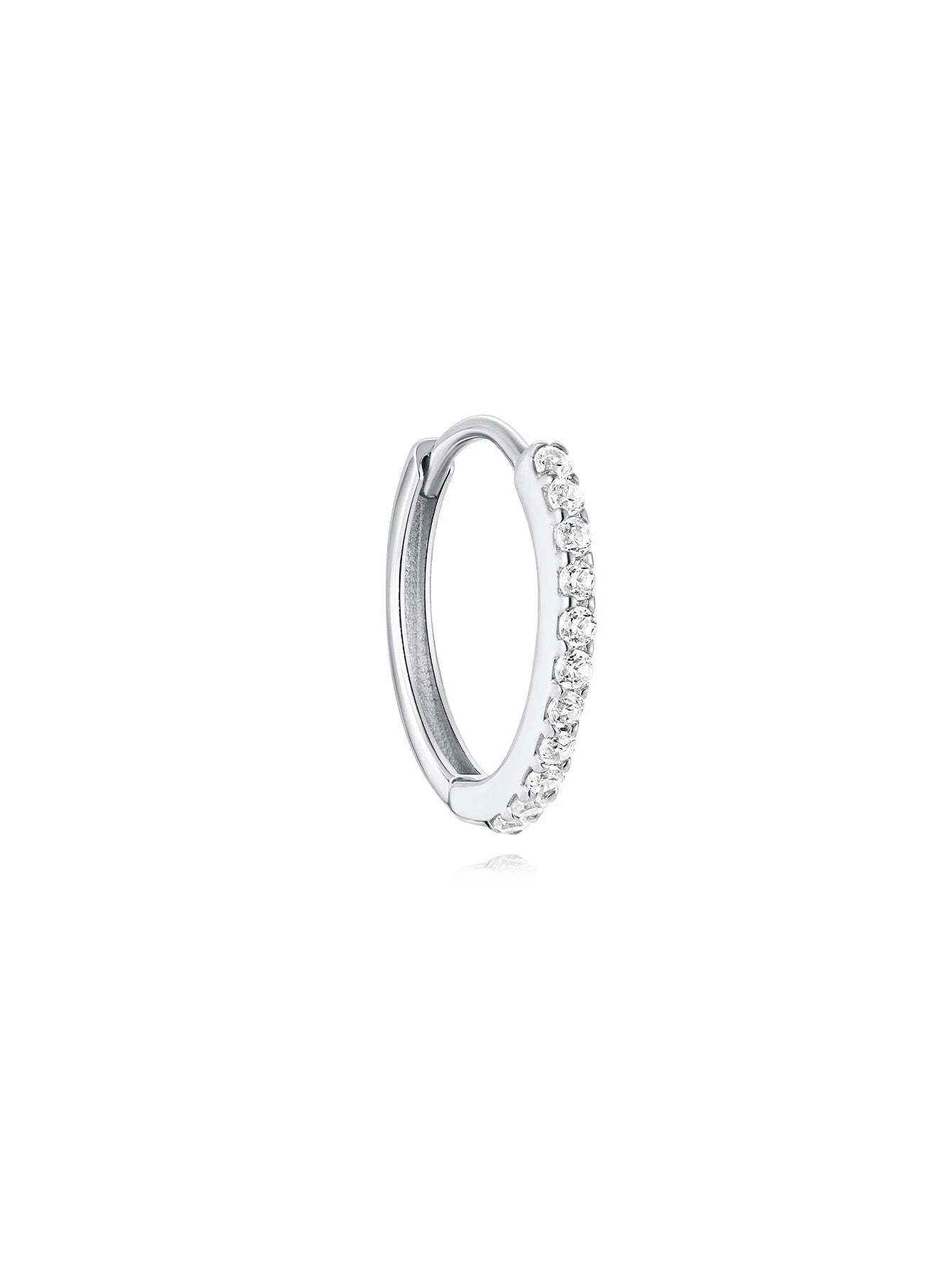 14K Solid Gold 5MM Crystal Pave Hoop Huggie Earring-aurivna