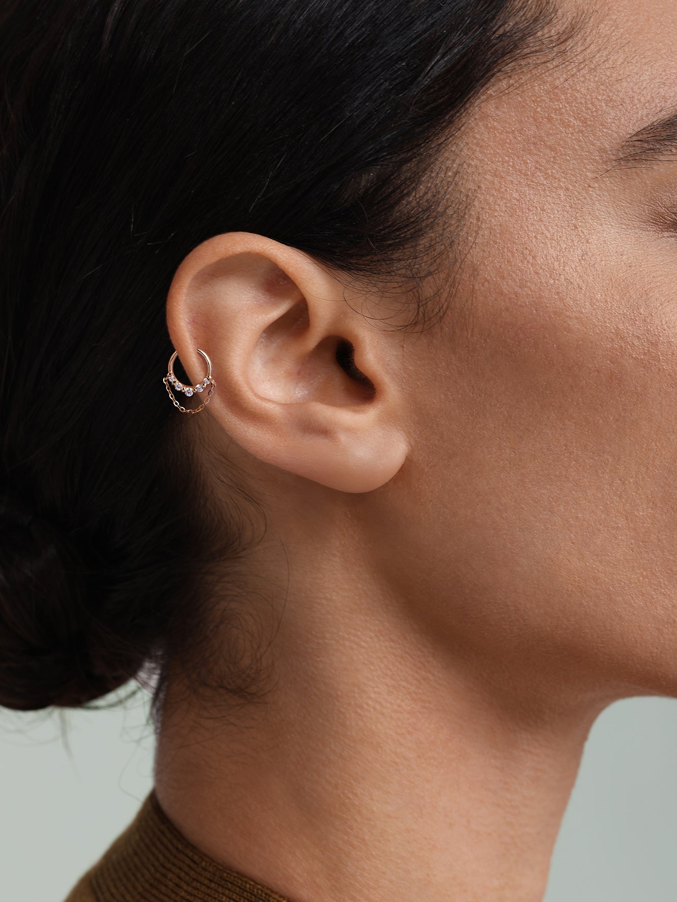 925 Sterling Silver Prism Tassel Ear Ring Hoop-aurivna