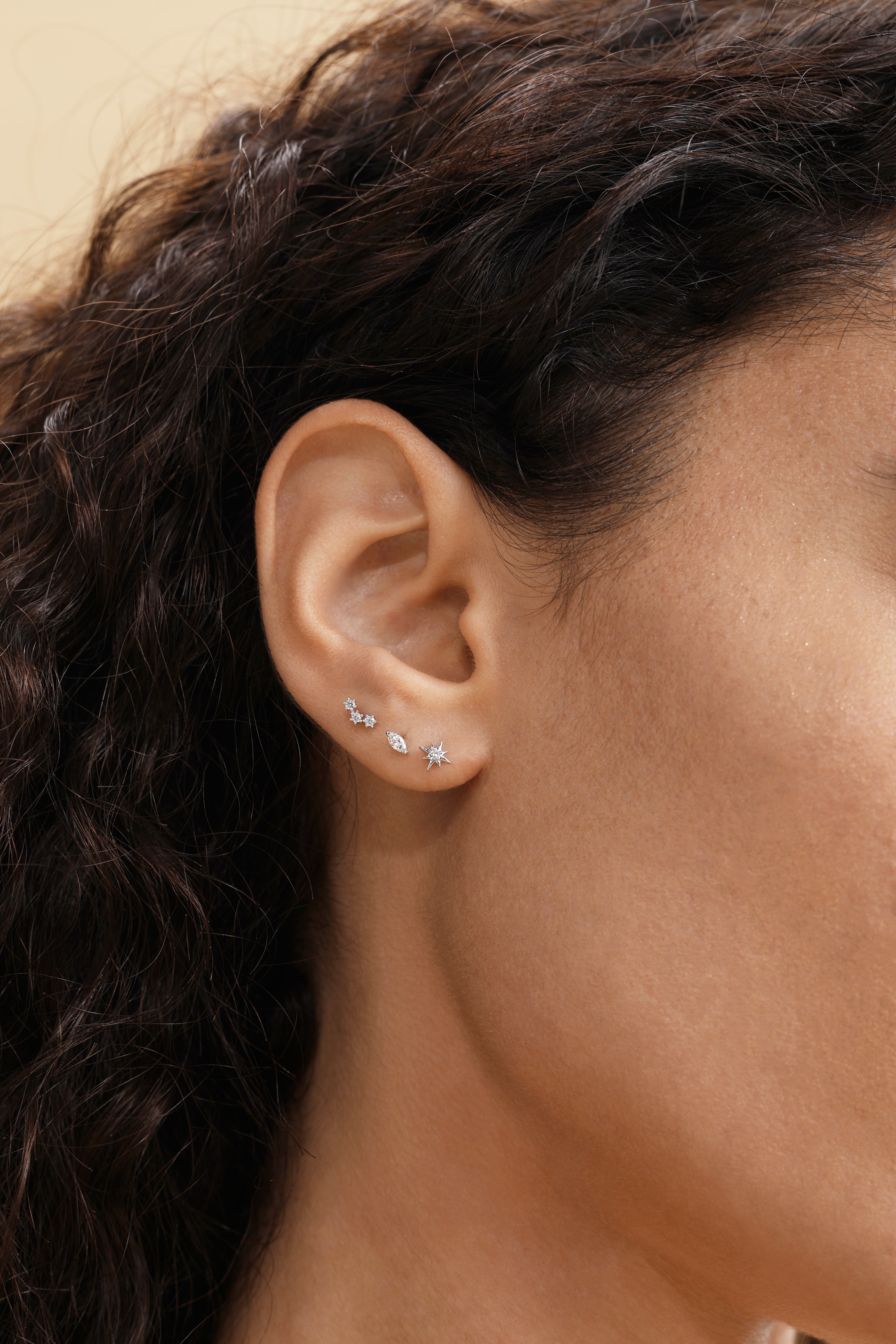 925 Sterling Silver Zircon Curve Ear Piercing Stud-aurivna