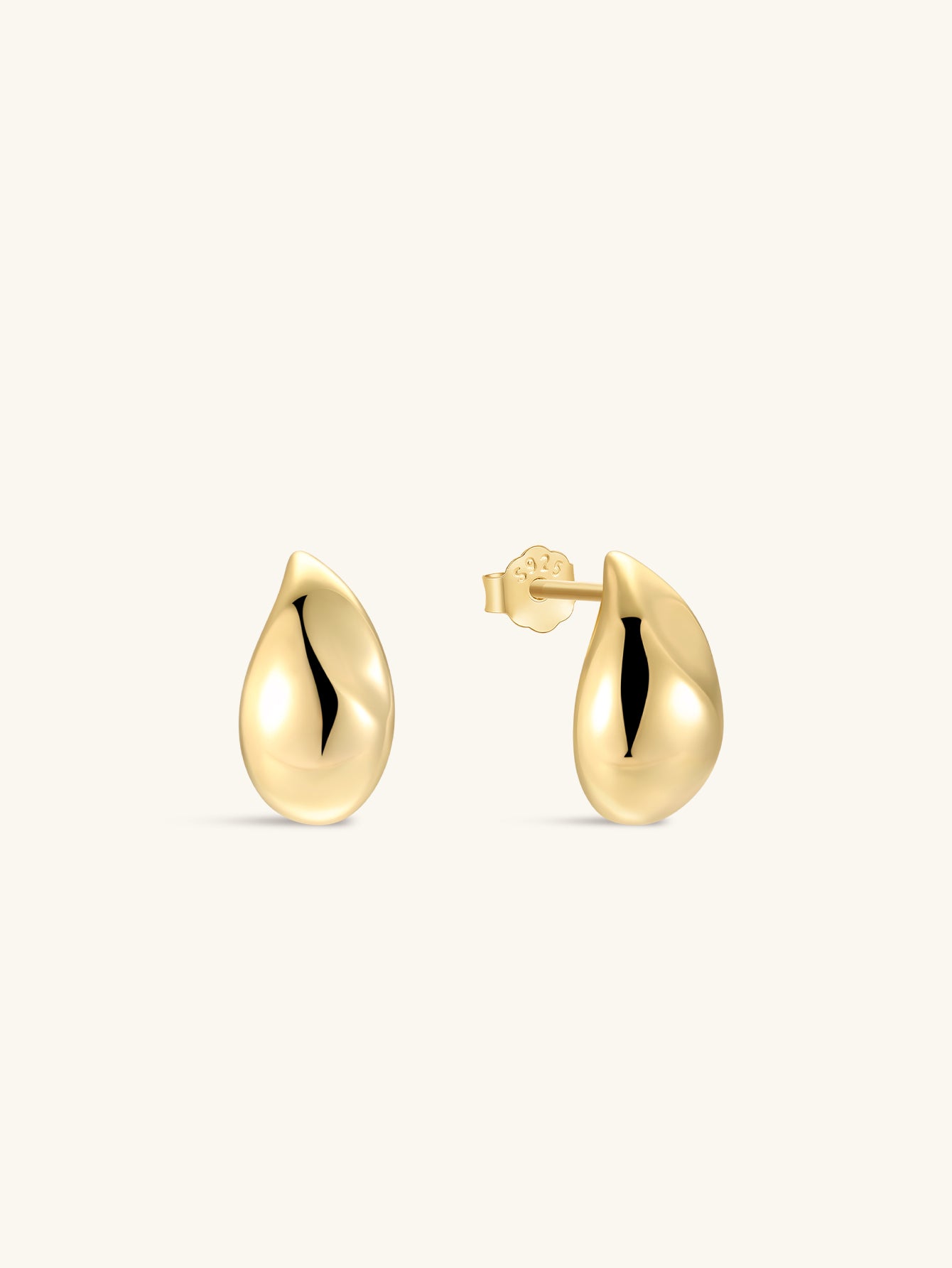 18k Gold Vermeil Flow Classic Droplet Studs-aurivna