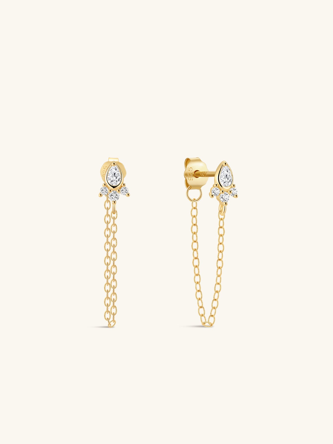 18K Gold Vermeil Flow Droplet Tassel Studs-aurivna