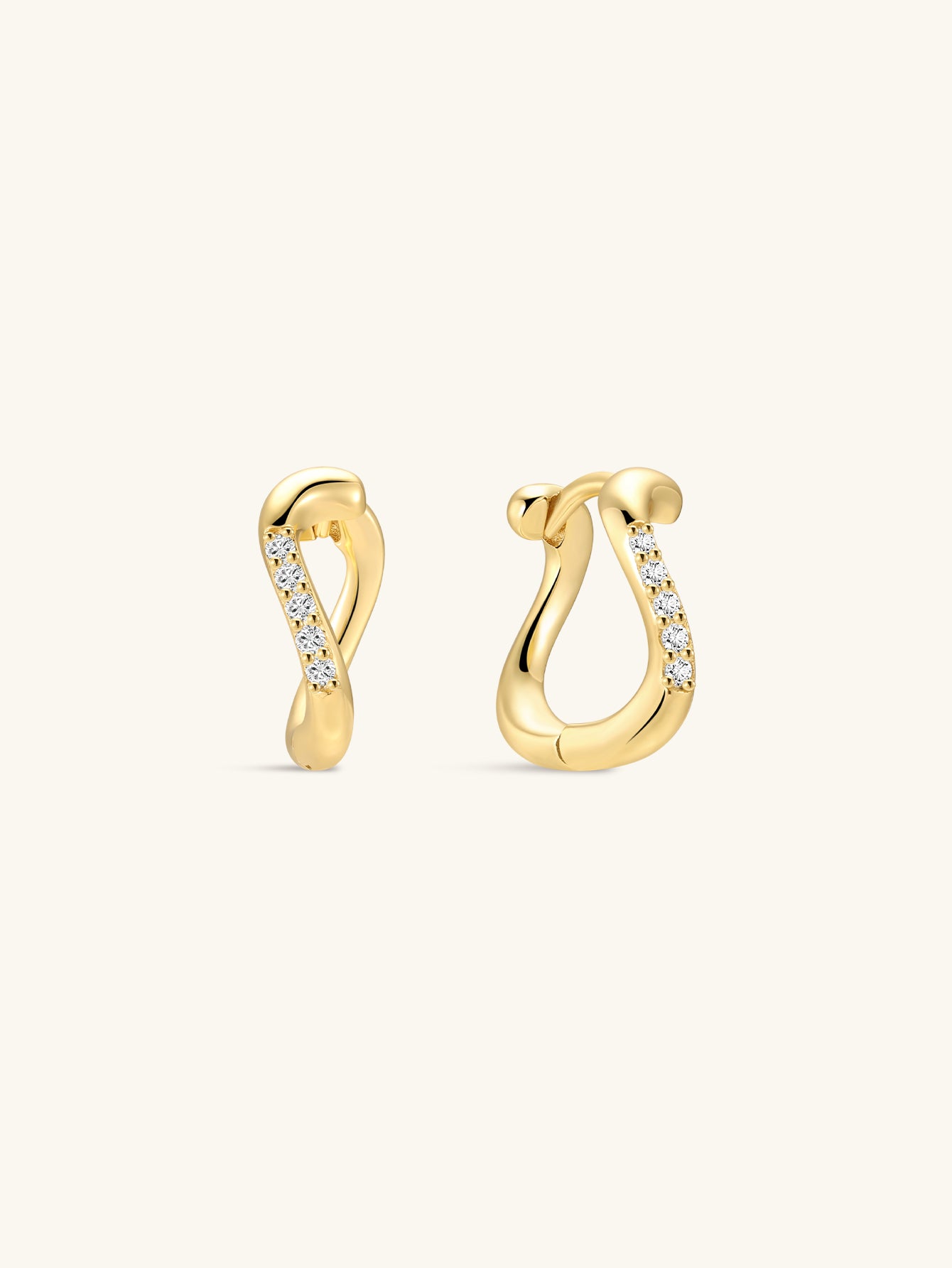 18K Gold Vermeil Flow CZ Hoops-aurivna