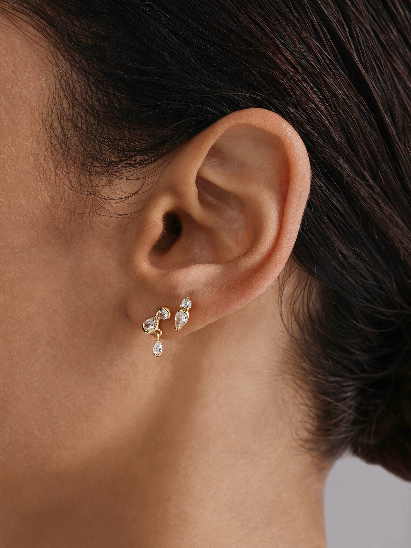 18K Gold Vermeil Flow CZ Droplet Studs-aurivna
