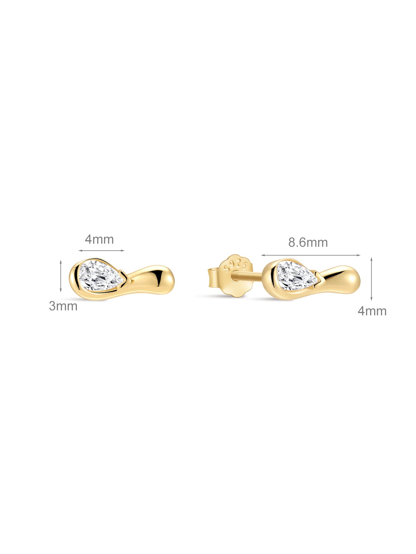 18K Gold Vermeil Flow Organic Droplet Studs-aurivna