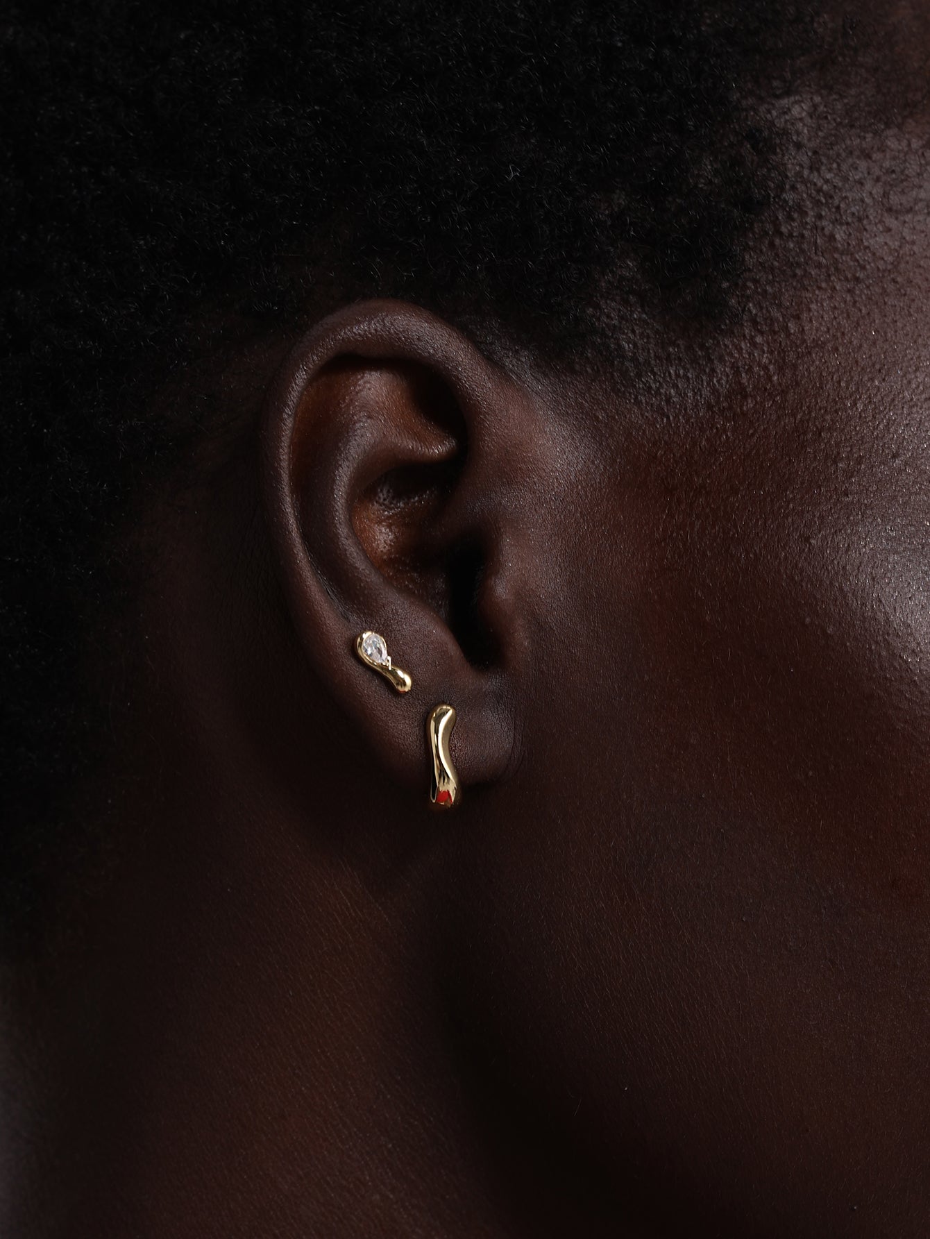 18K Gold Vermeil Flow Organic Droplet Studs-aurivna