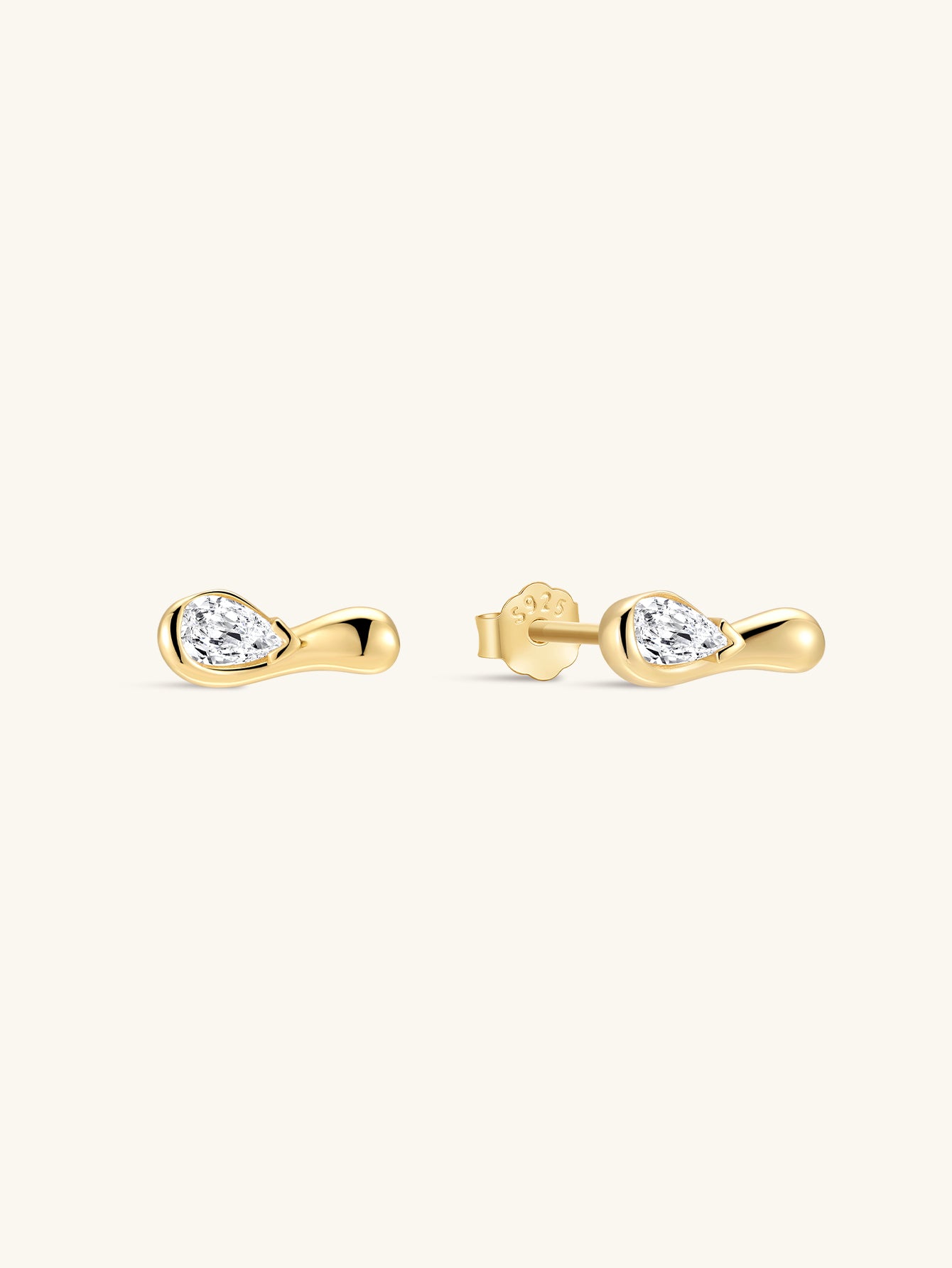 18K Gold Vermeil Flow Organic Droplet Studs-aurivna