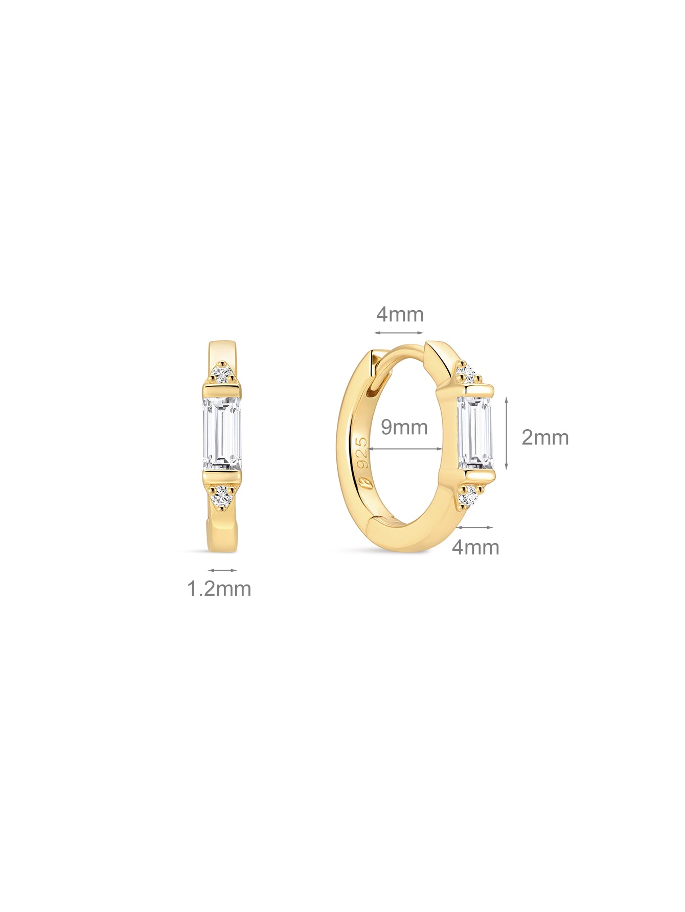 18K Gold Vermeil Prism Square CZ Hoops-aurivna