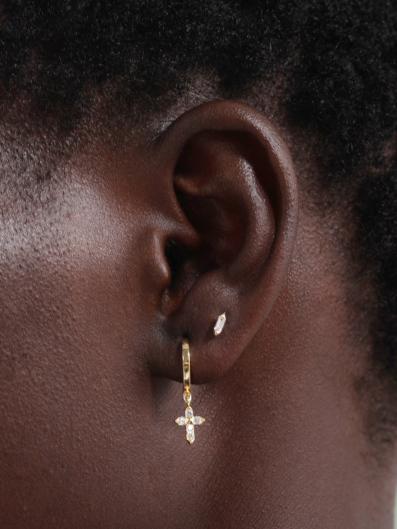 18K Gold Vermeil Prism Cross Hoops-aurivna