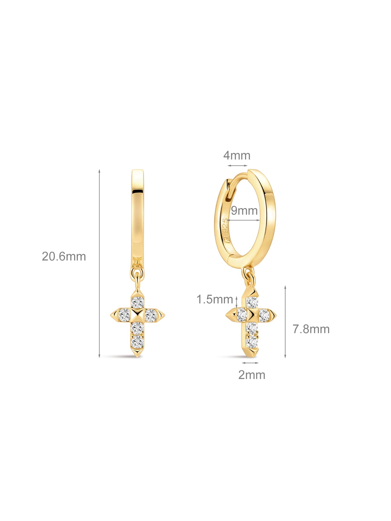 18K Gold Vermeil Prism Cross Hoops-aurivna