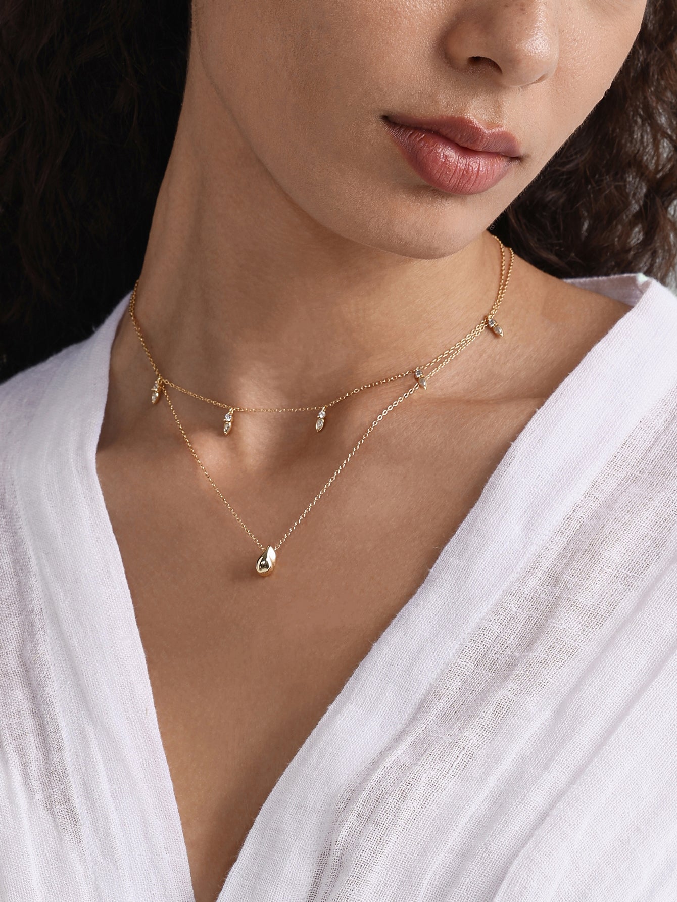 18k Gold Vermeil Flow Droplet Pendant Necklace-aurivna