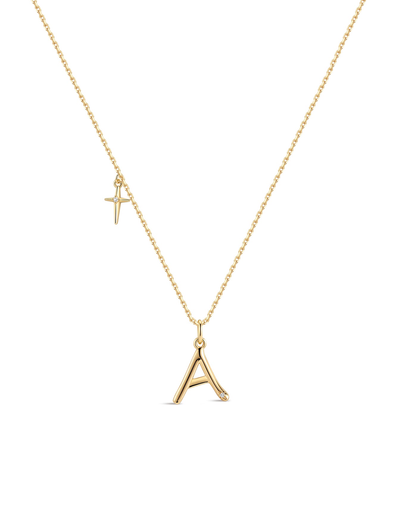 18k Gold Vermeil Initials Pendant Necklace-aurivna