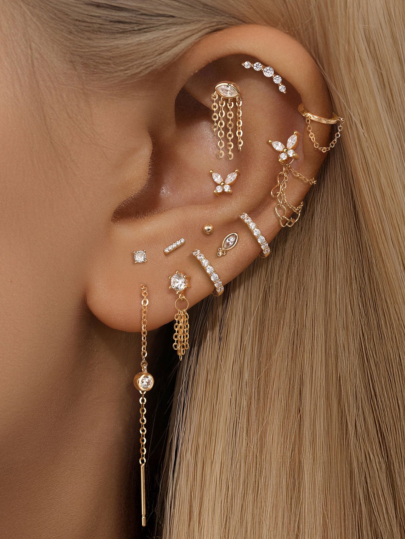14K Solid Gold Simple Versatile Tassel Huggies Earring-aurivna