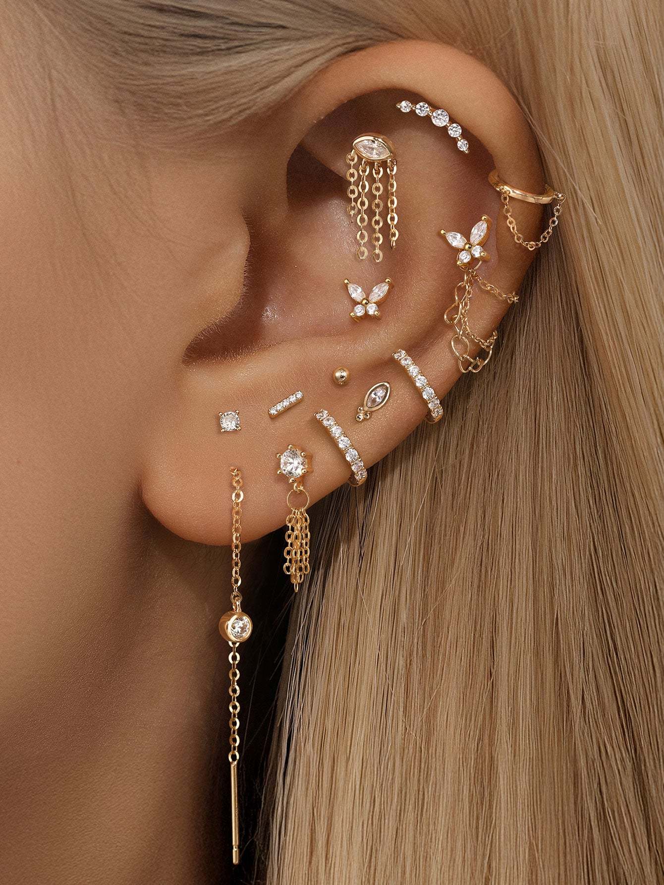 14K Solid Gold Simple Versatile Tassel Huggies Earring-aurivna