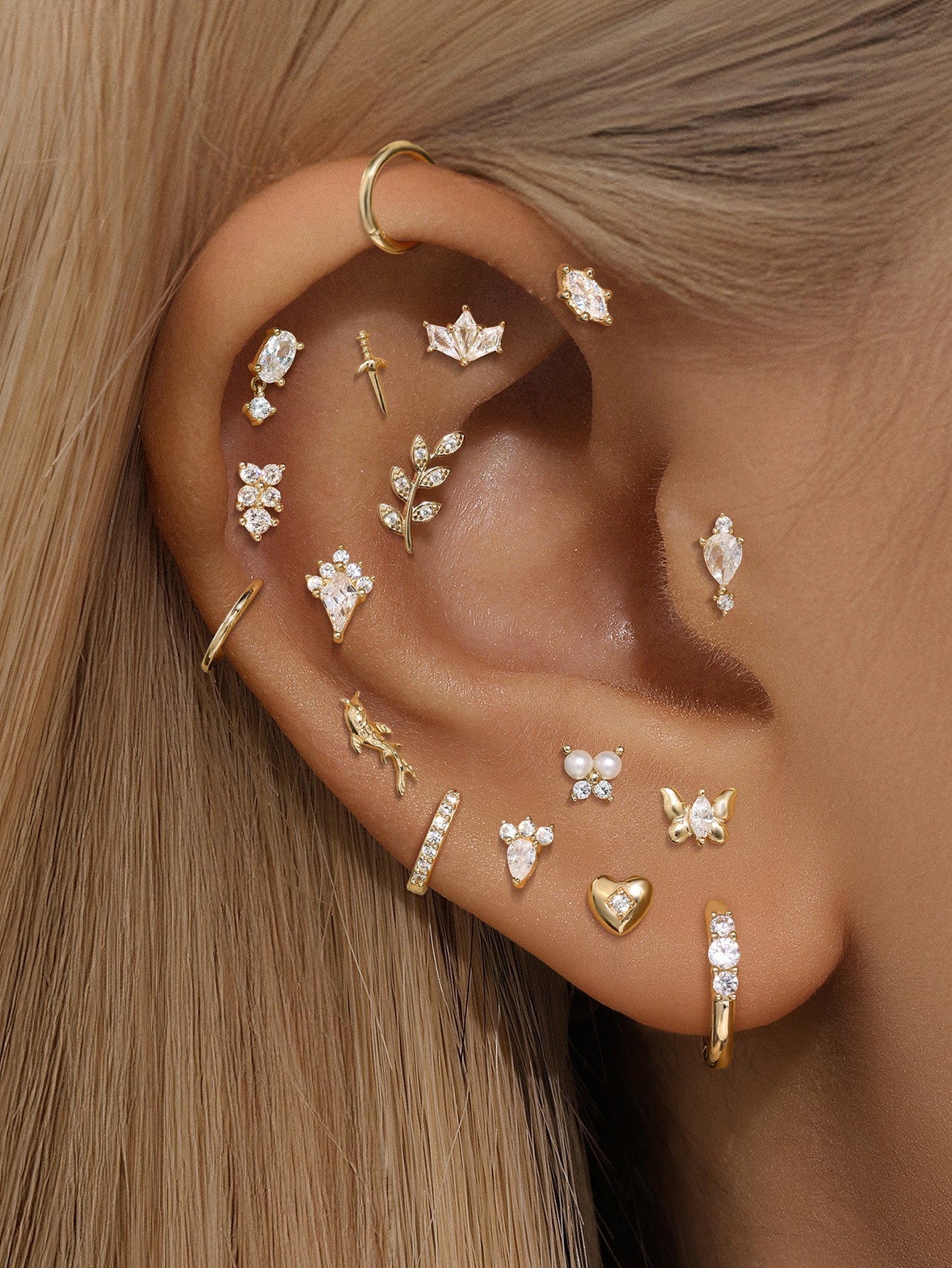 925 Sterling Silver Rhombus Crown Ear Piercing Stud-aurivna