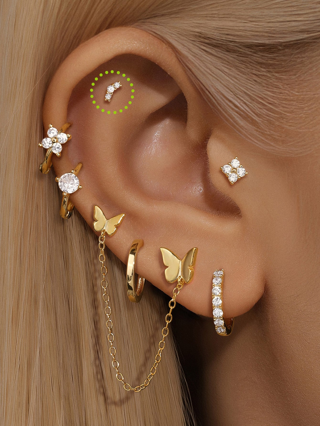 925 Sterling Silver Pave Curved Ear Piercing Stud-aurivna