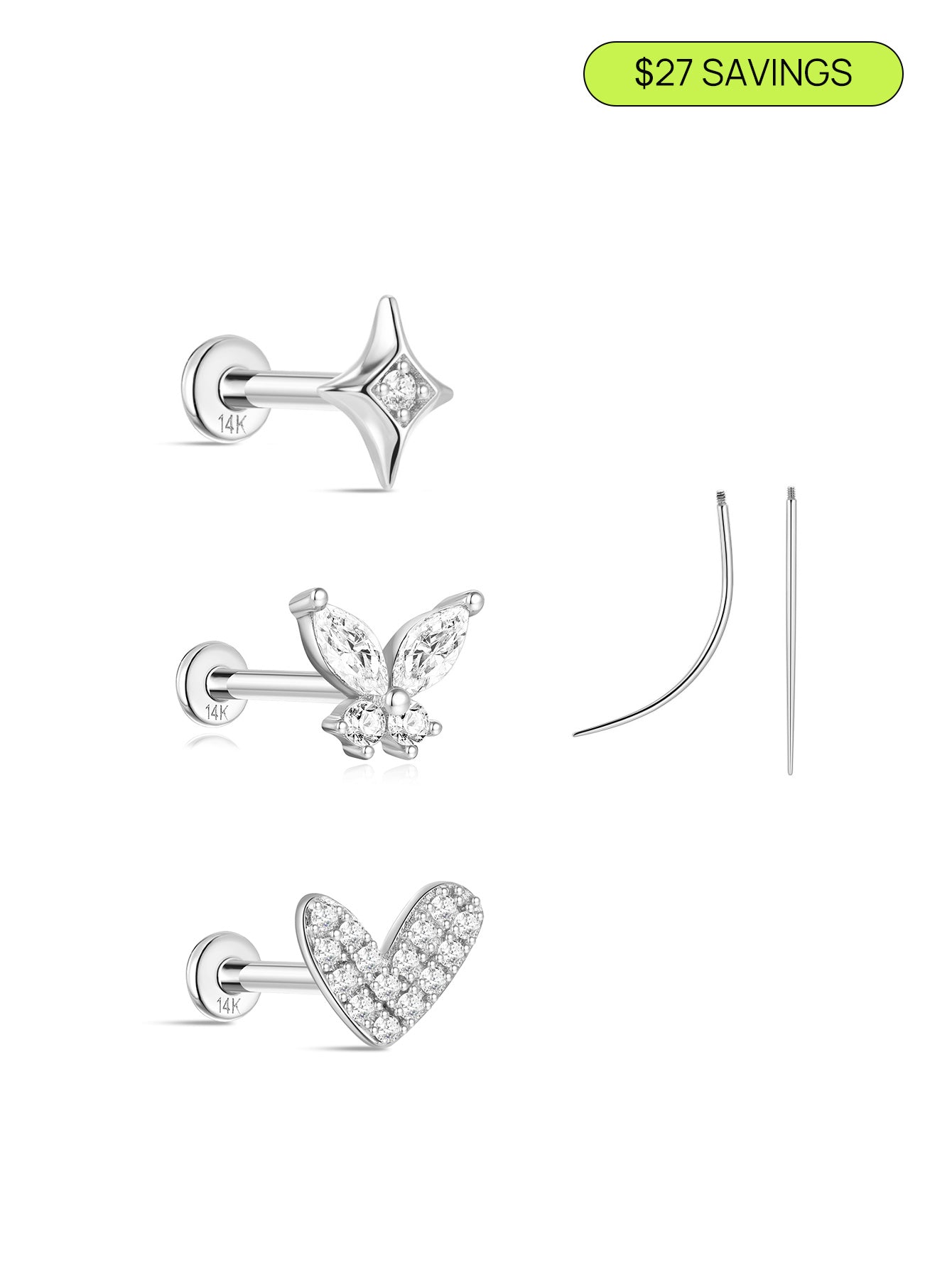 14K Solid Gold Flatback Sparkle Set-aurivna