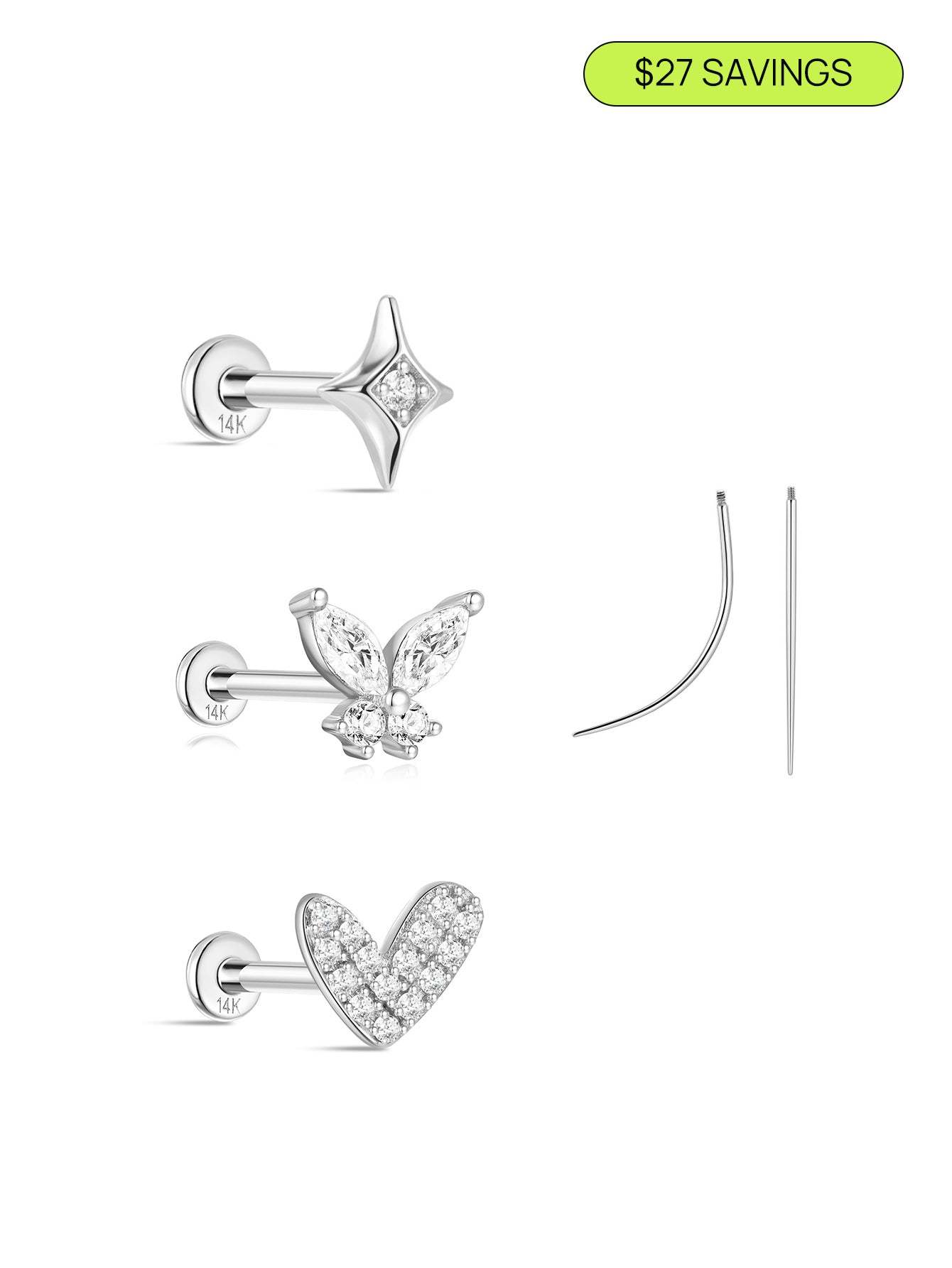 14K Solid Gold Flatback Sparkle Set-aurivna