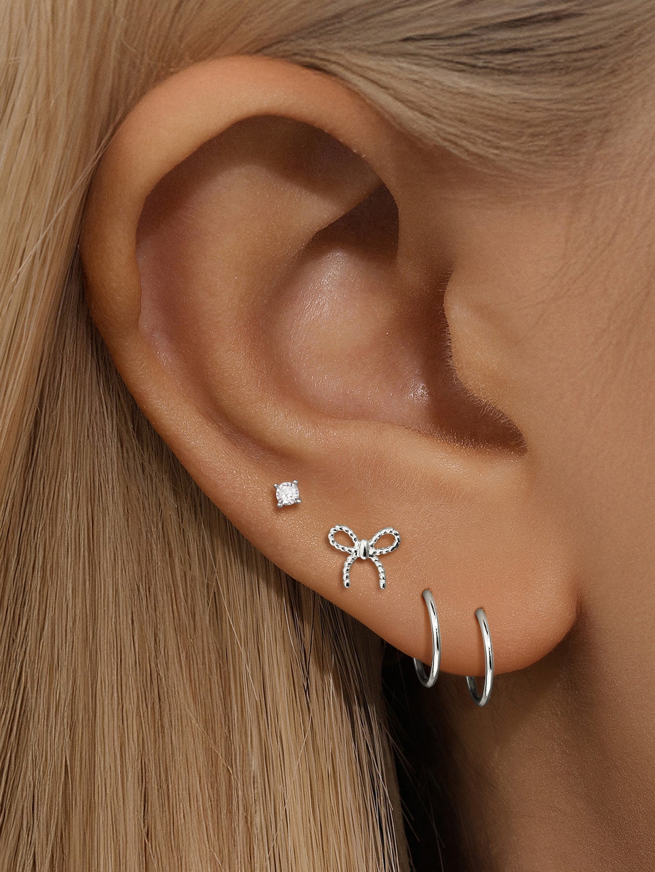 14K Solid Gold Flatback Bow Set-aurivna