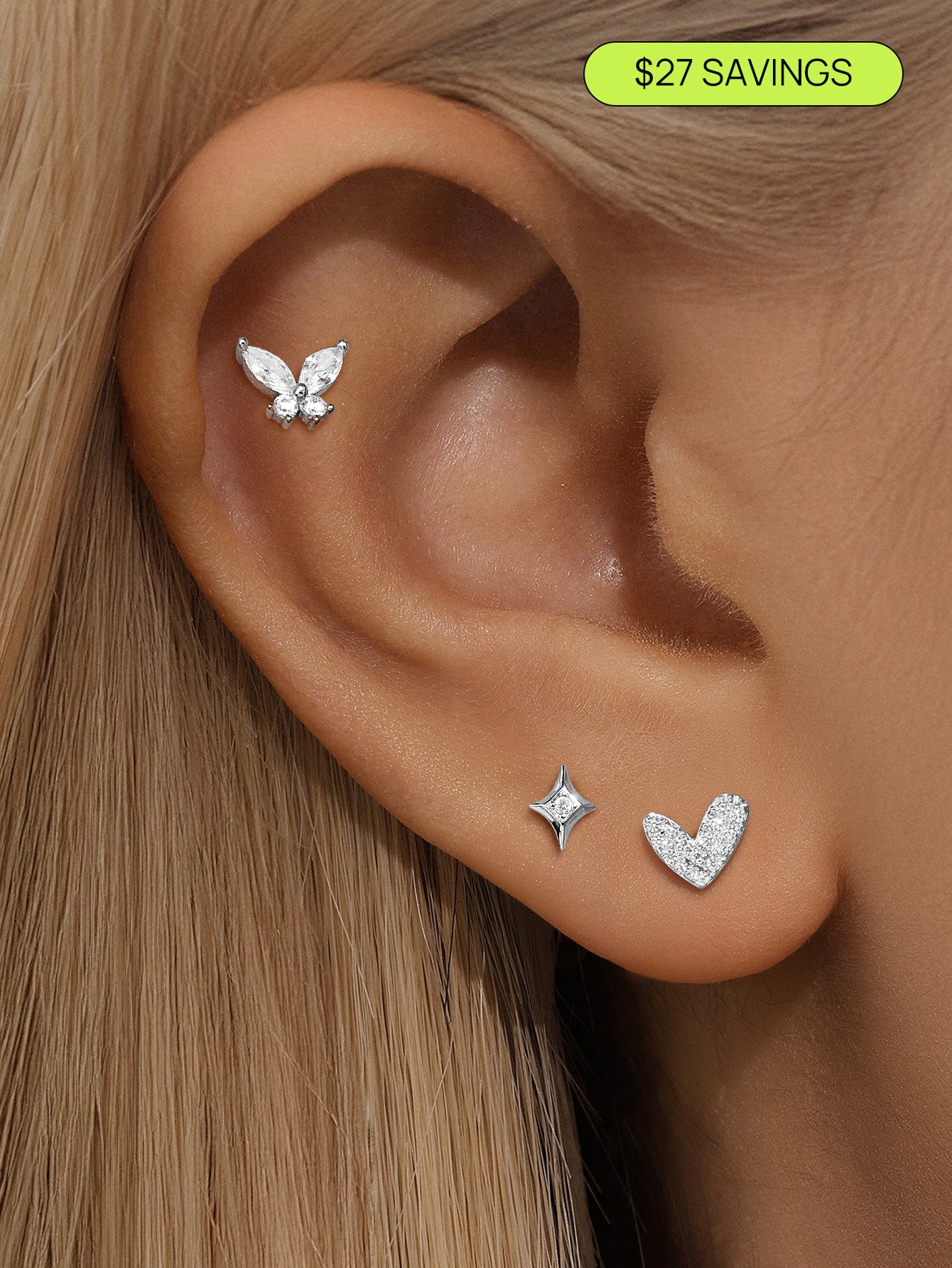 14K Solid Gold Flatback Sparkle Set-aurivna