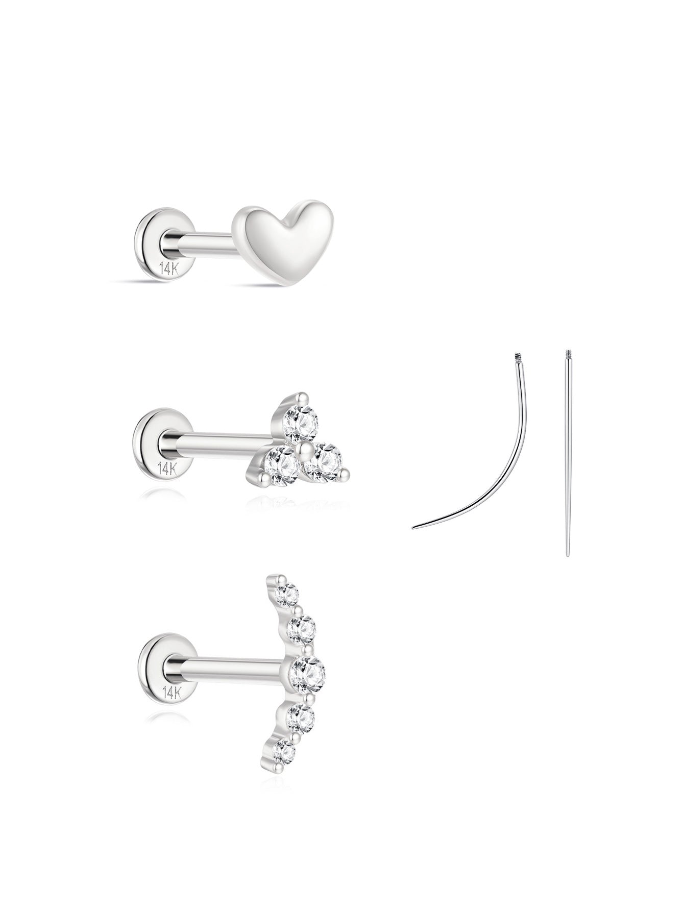 14K Solid Gold Flatback Love Set-aurivna