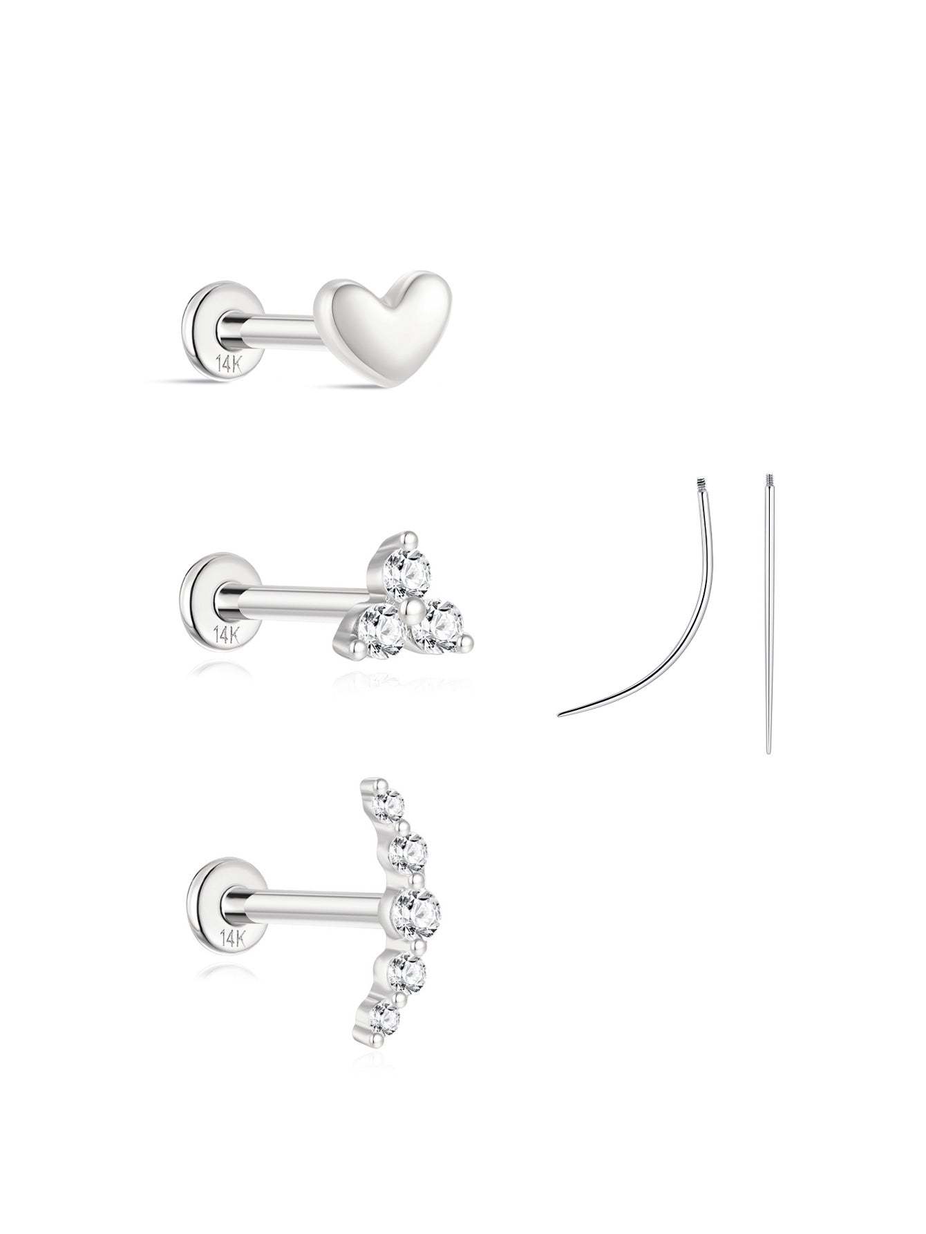 14K Solid Gold Flatback Love Set-aurivna