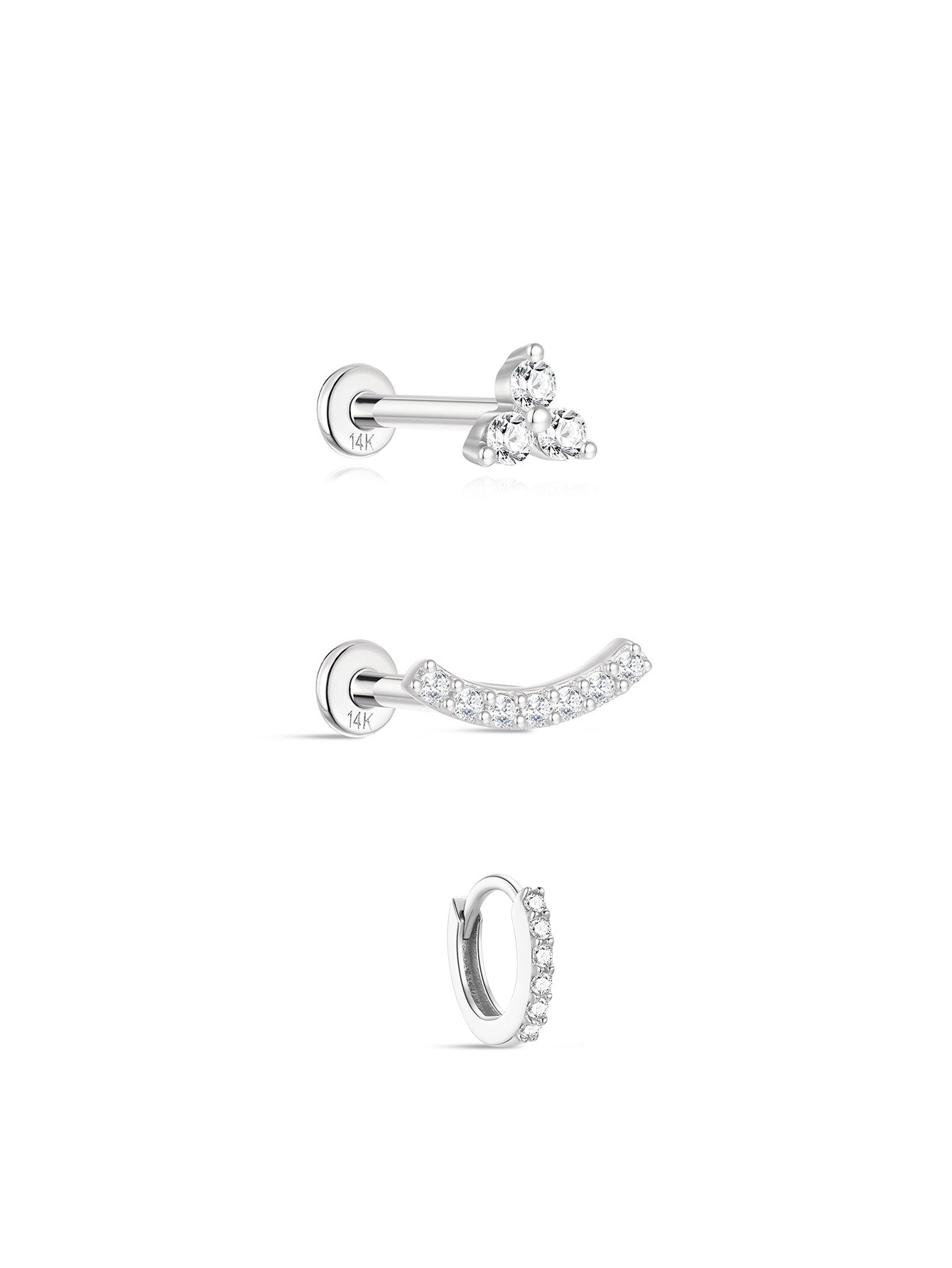 14K Solid Gold Pave CZ Flat Back-aurivna