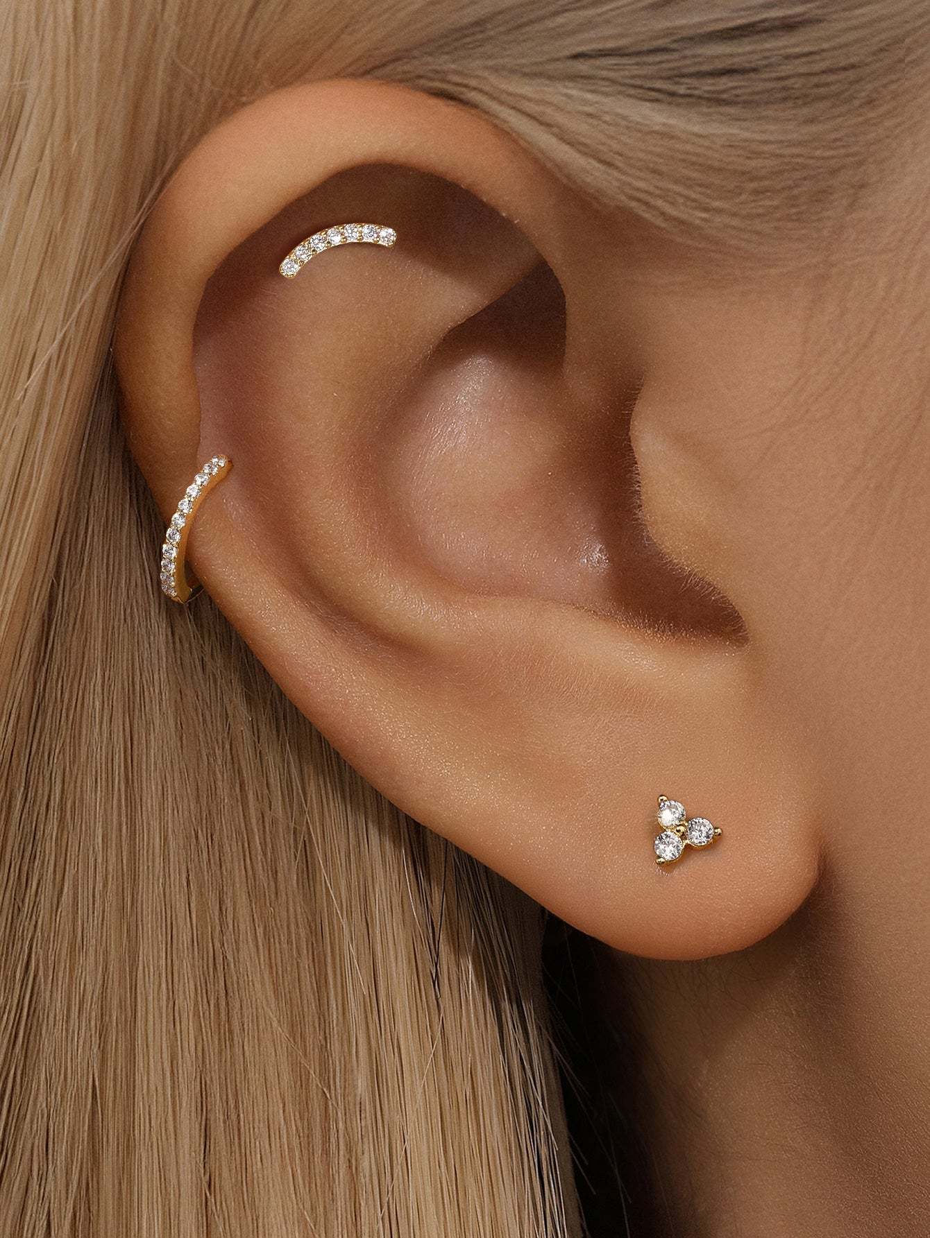 14K Solid Gold Pave CZ Flat Back-aurivna