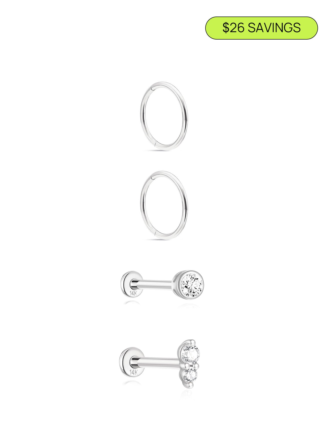 14K Solid Gold Slim Hoops Set-aurivna