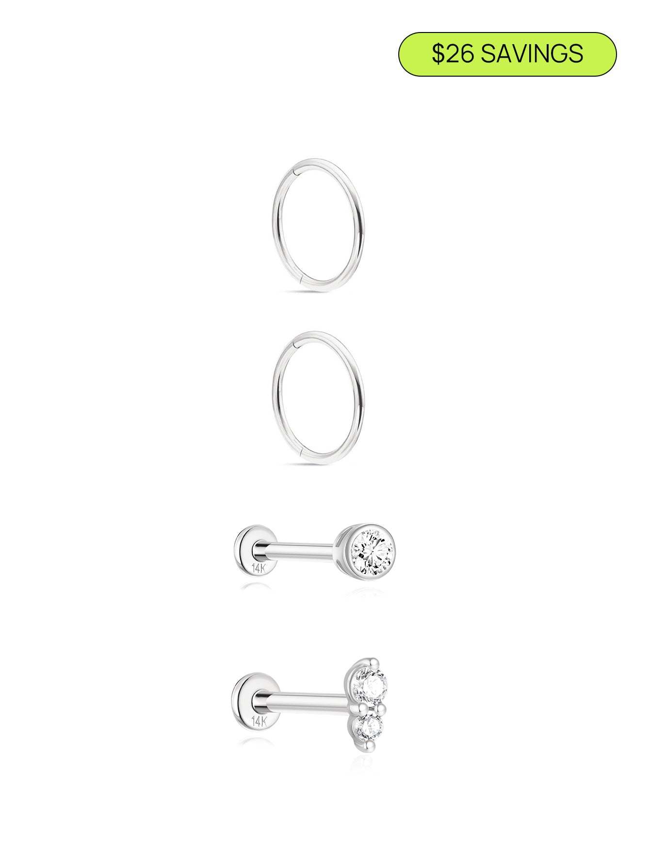 14K Solid Gold Slim Hoops Set-aurivna