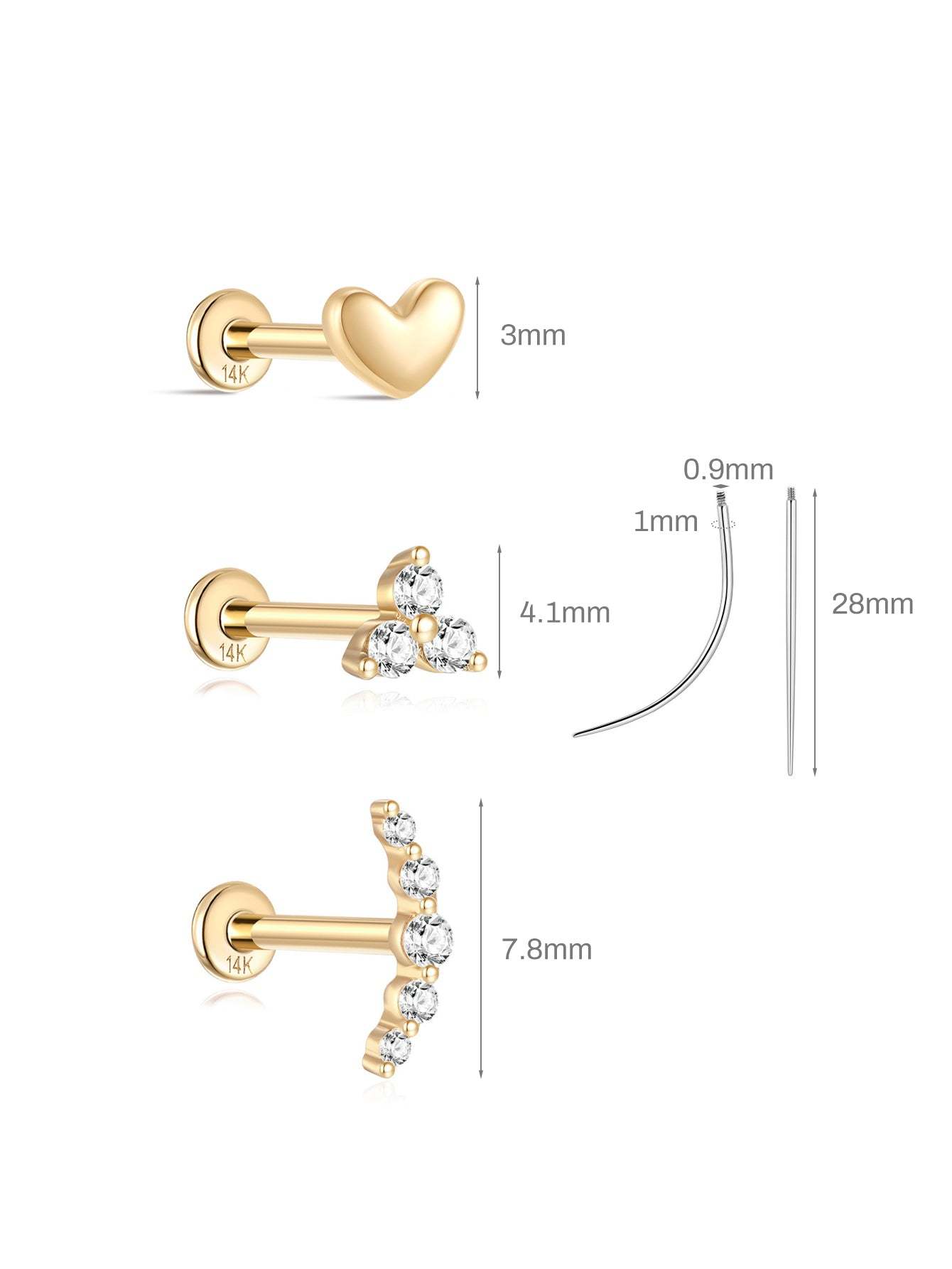 14K Solid Gold Flatback Love Set-aurivna