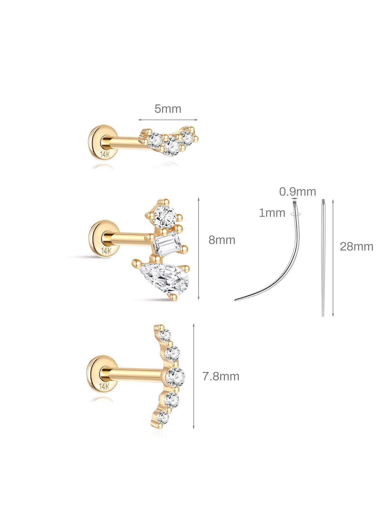 14K Solid Gold Flatback Essentials Set-aurivna