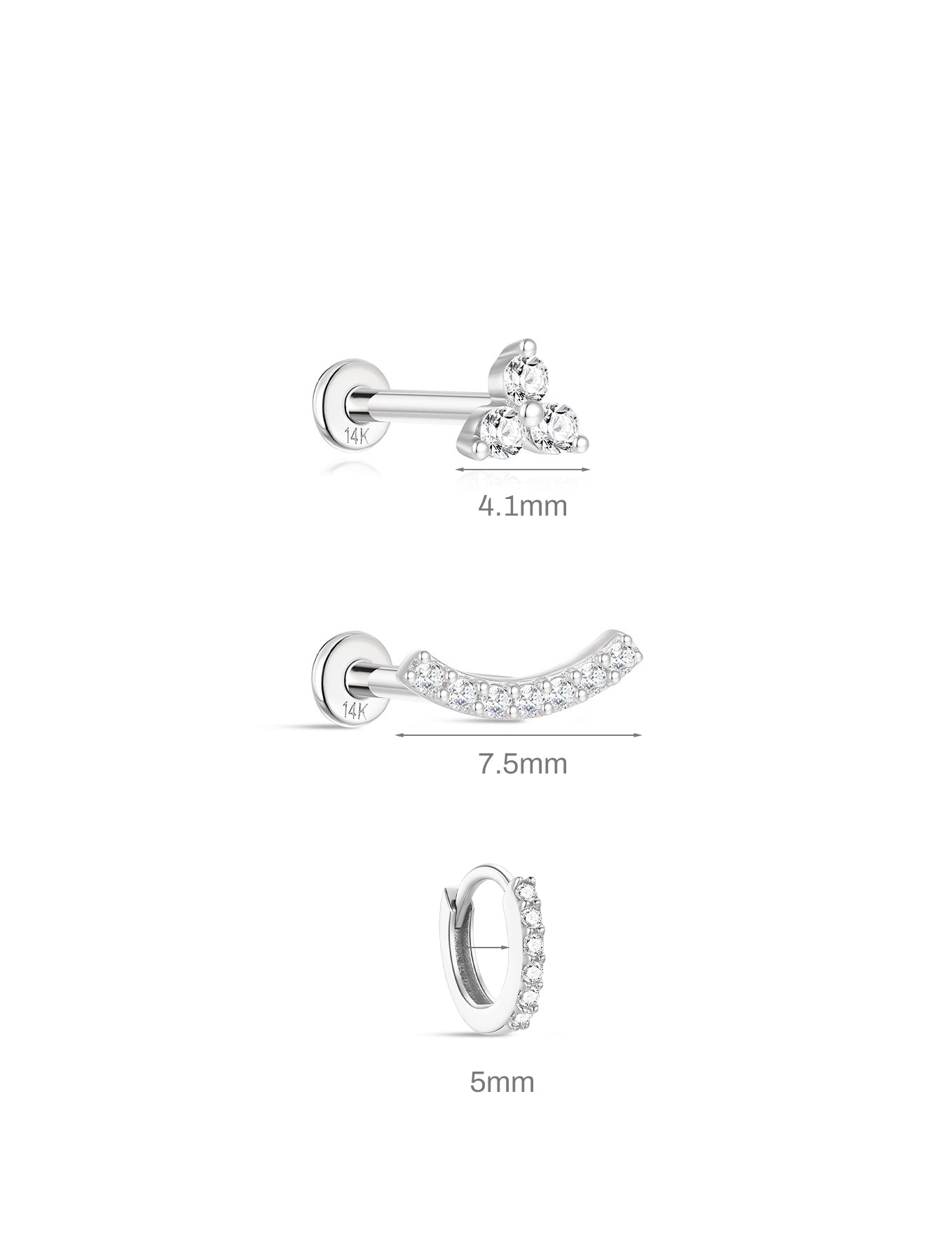 14K Solid Gold Pave CZ Flat Back-aurivna