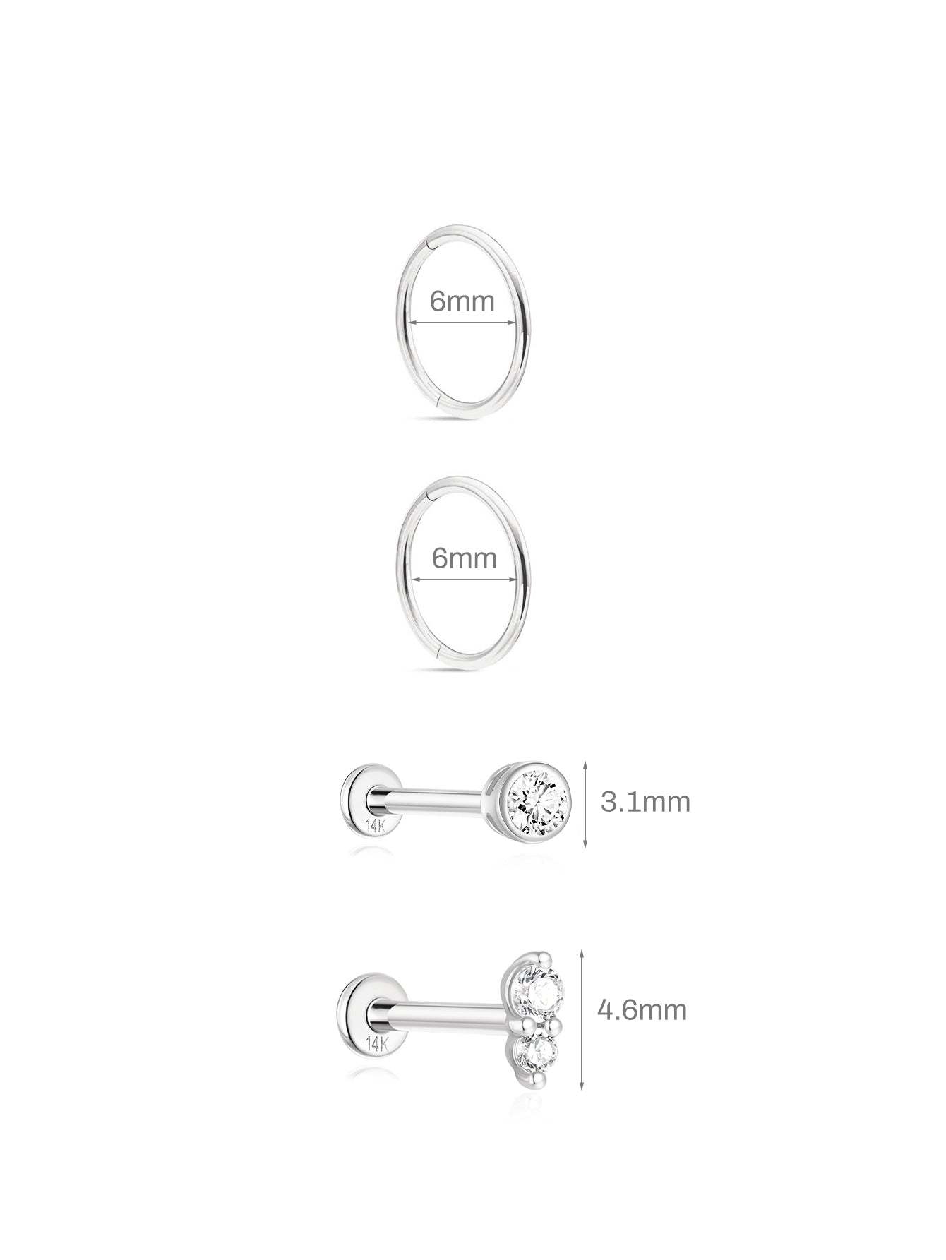 14K Solid Gold Slim Hoops Set-aurivna