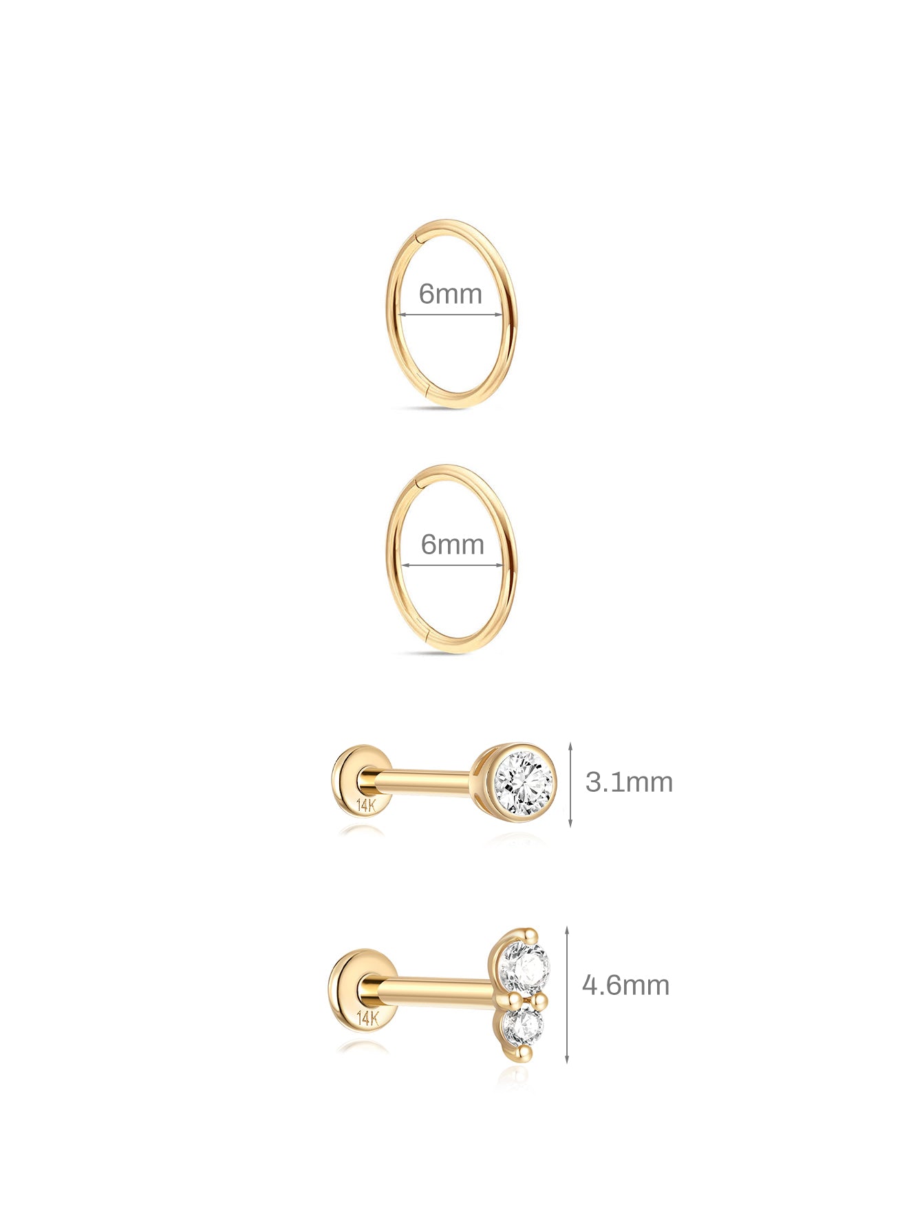 14K Solid Gold Slim Hoops Set-aurivna