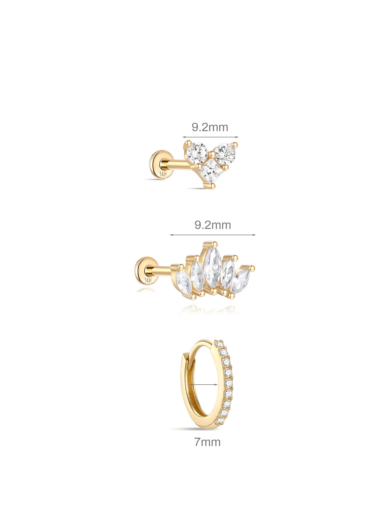 14K Solid Gold Flatback Crown Set-aurivna