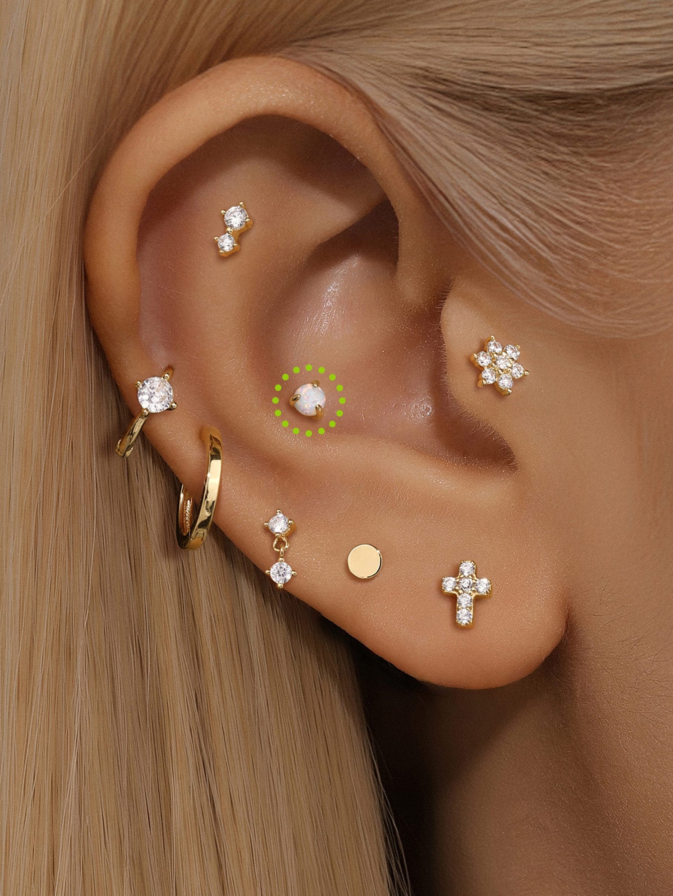 925 Sterling Silver Opal Mini Ear Piercing Stud-aurivna