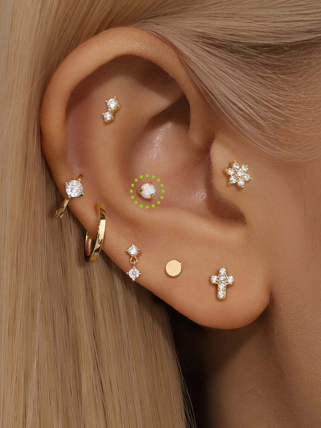 925 Sterling Silver Opal Mini Ear Piercing Stud-aurivna
