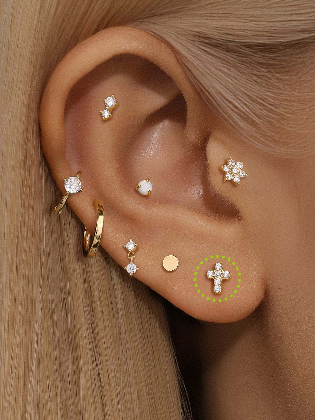 925 Sterling Silver Lucky Cross-shaped Ear Piercing Stud-aurivna