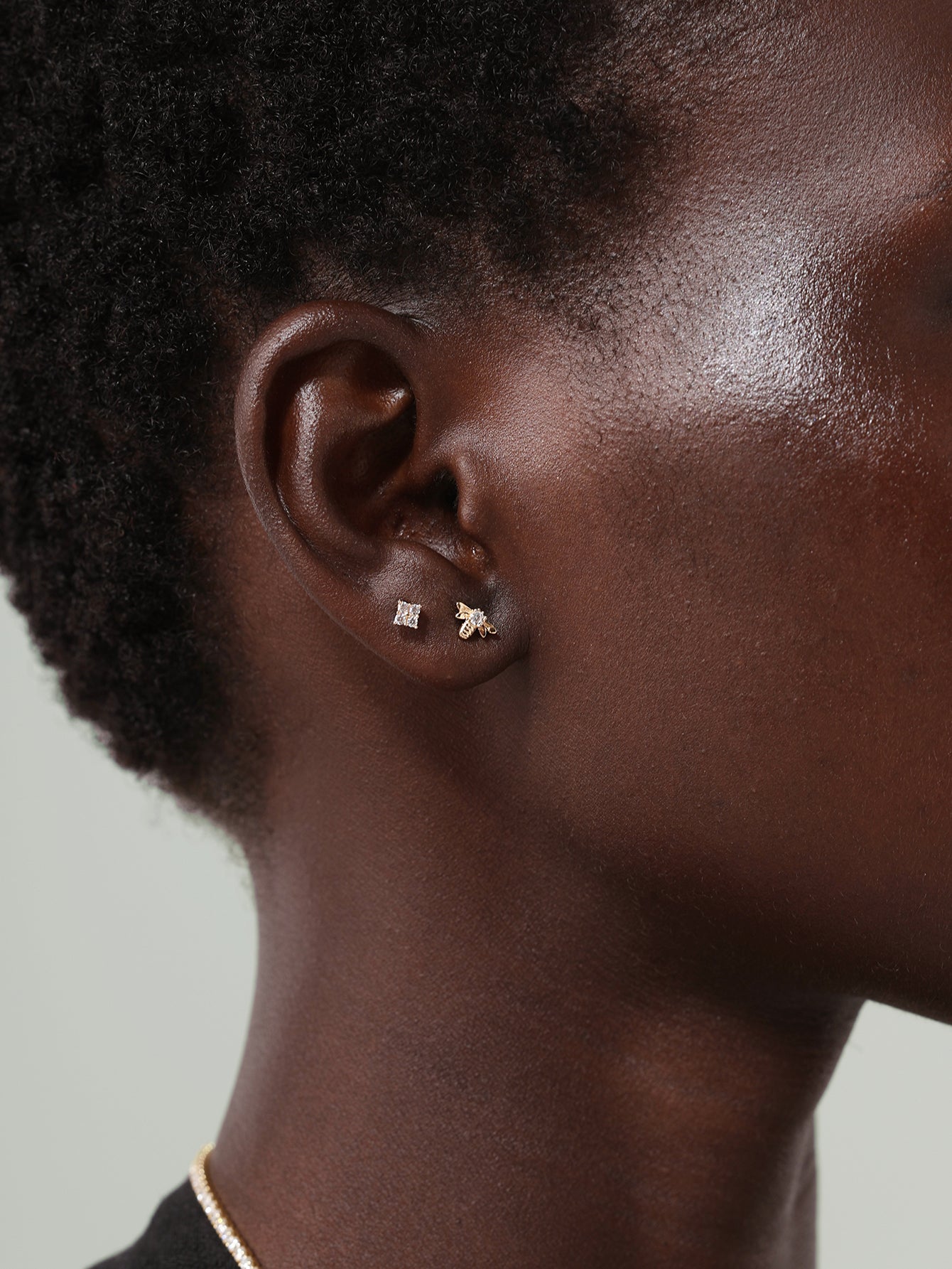 925 Sterling Silver Four Flower Ear Piercing Stud-aurivna