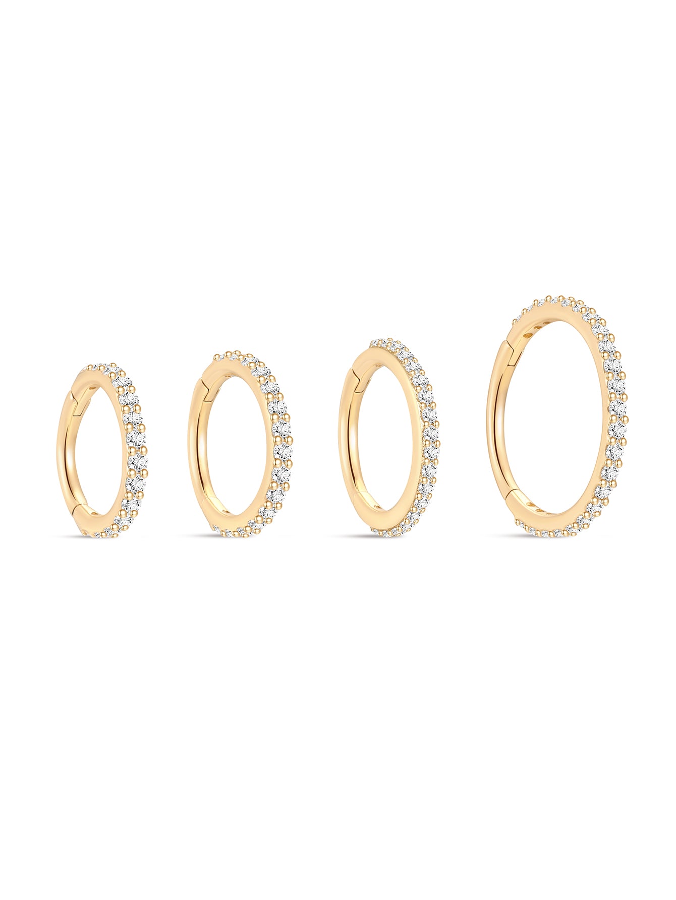 14K Solid Gold Pave Eternity Hoop Huggie Earring-aurivna