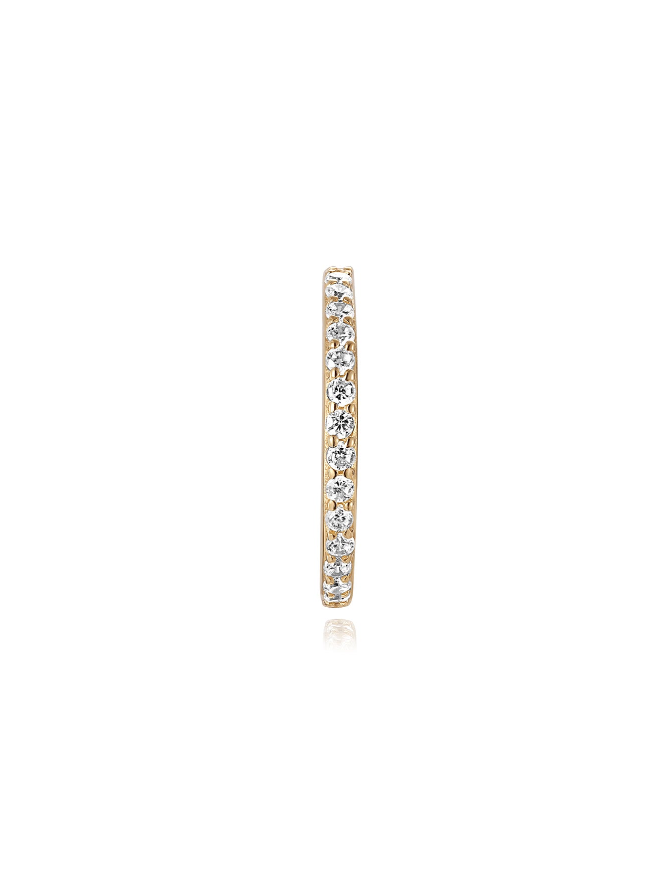 14K Solid Gold Pave Eternity Hoop Huggie Earring-aurivna