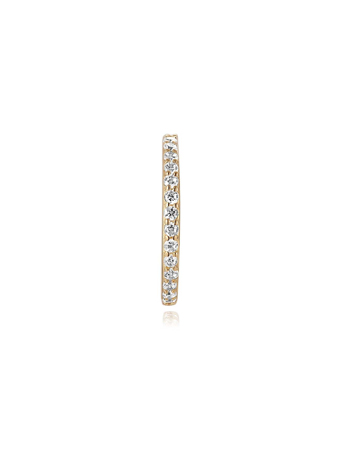 14K Solid Gold Pave Eternity Hoop Huggie Earring-aurivna