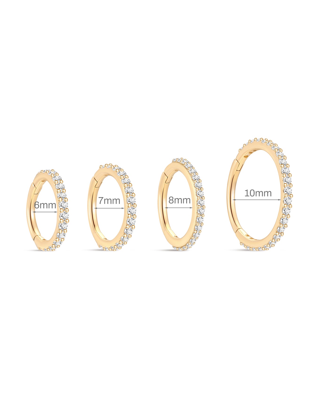 14K Solid Gold Pave Eternity Hoop Huggie Earring-aurivna