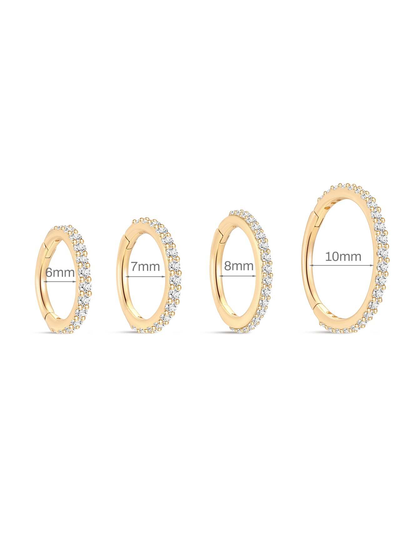 14K Solid Gold Pave Eternity Hoop Huggie Earring-aurivna