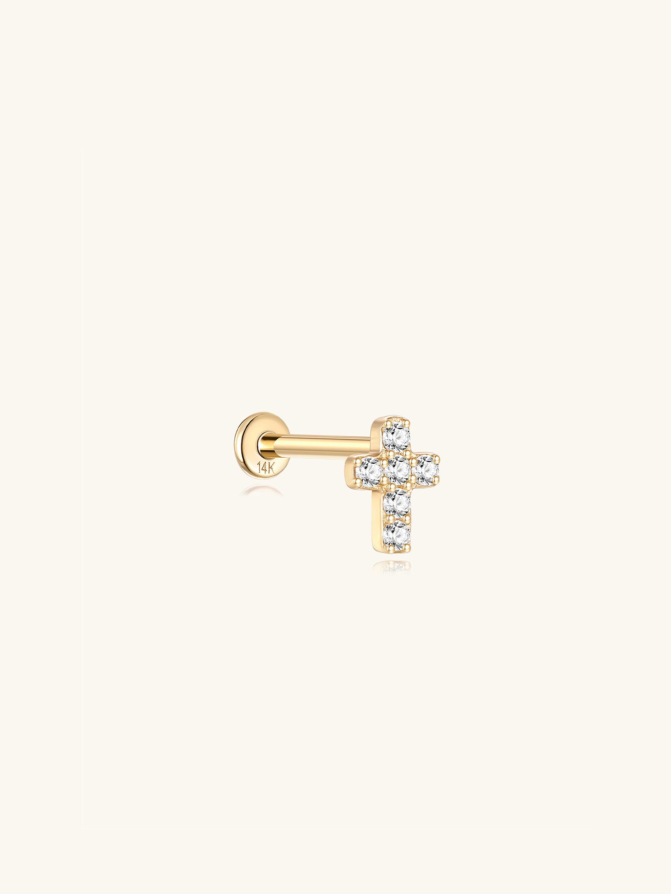 925 Sterling Silver Lucky Cross-shaped Ear Piercing Stud-aurivna