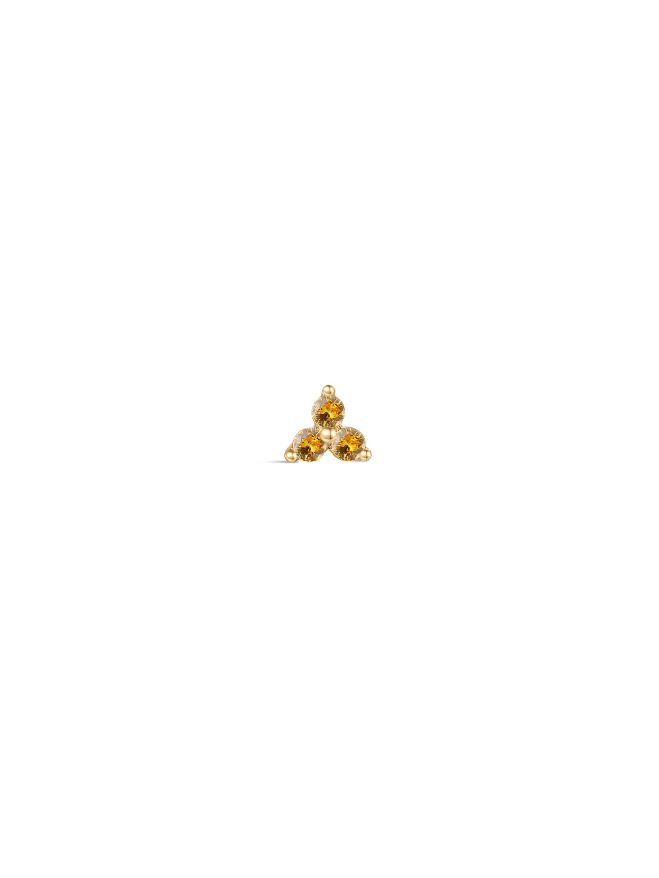 14K Solid Gold November Trinity Shiny Birthstone Stud-aurivna