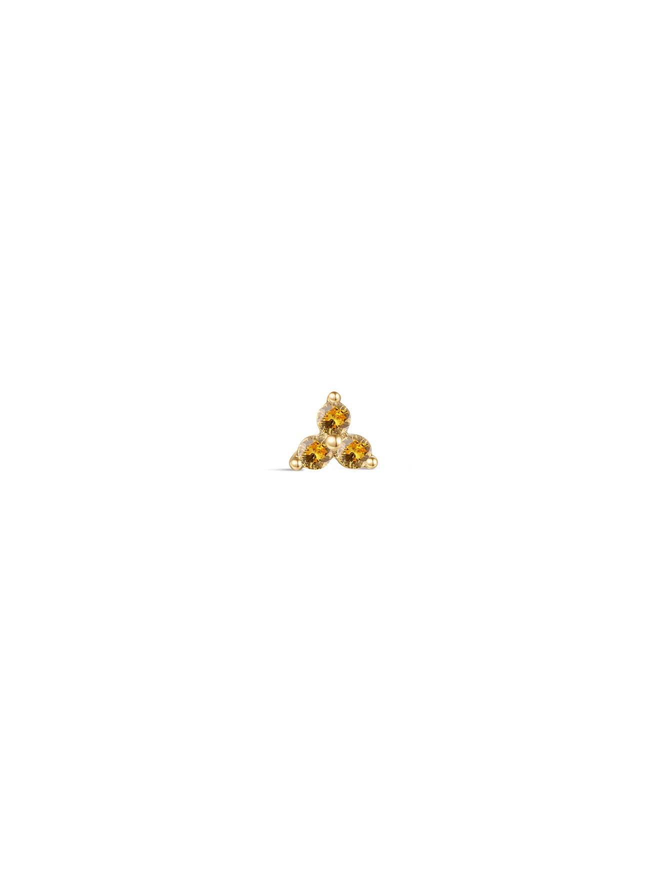 14K Solid Gold November Trinity Shiny Birthstone Stud-aurivna