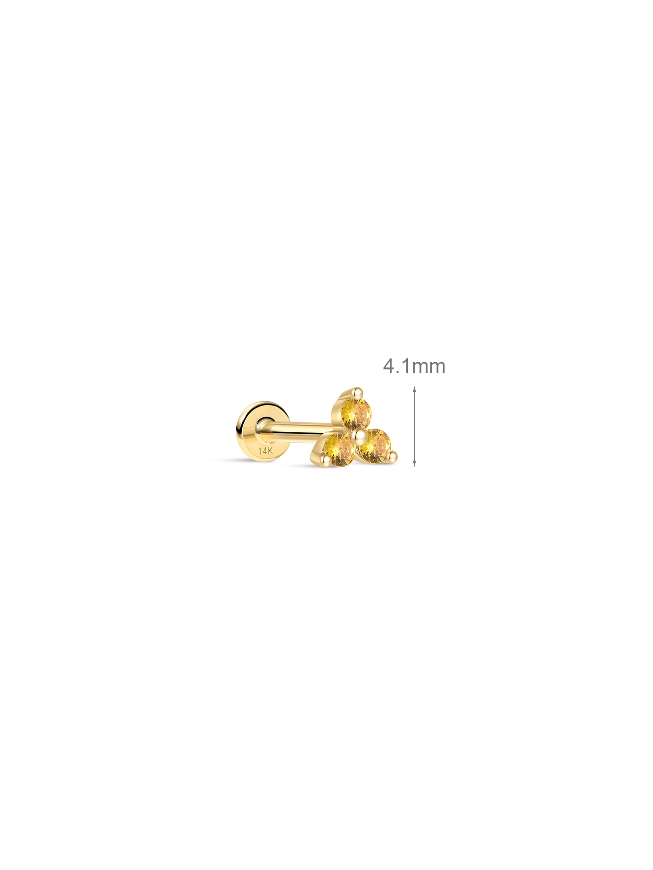 14K Solid Gold November Trinity Shiny Birthstone Stud-aurivna