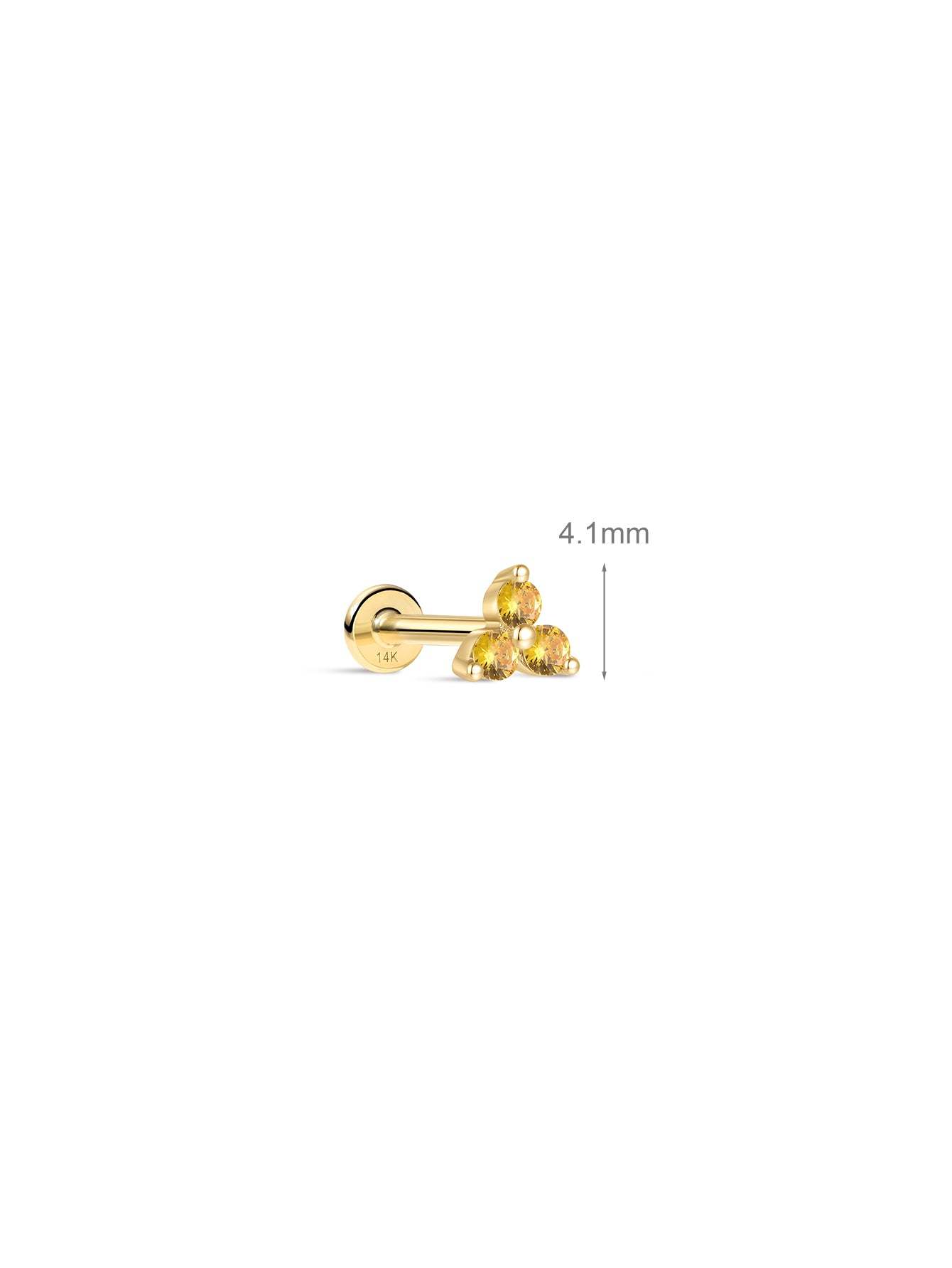 14K Solid Gold November Trinity Shiny Birthstone Stud-aurivna